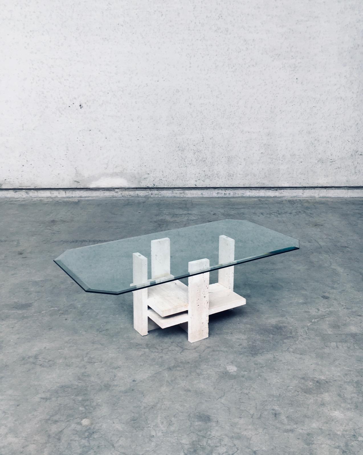 Brutalist Design Travertine Coffee Table by Willy Ballez, Belgium 1970's For Sale 1