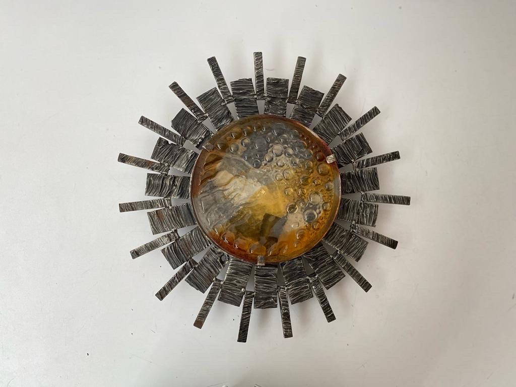 Brutalist Design Wall Sconce or Flush Mount, 1960s, Germany In Excellent Condition For Sale In Hagenbach, DE