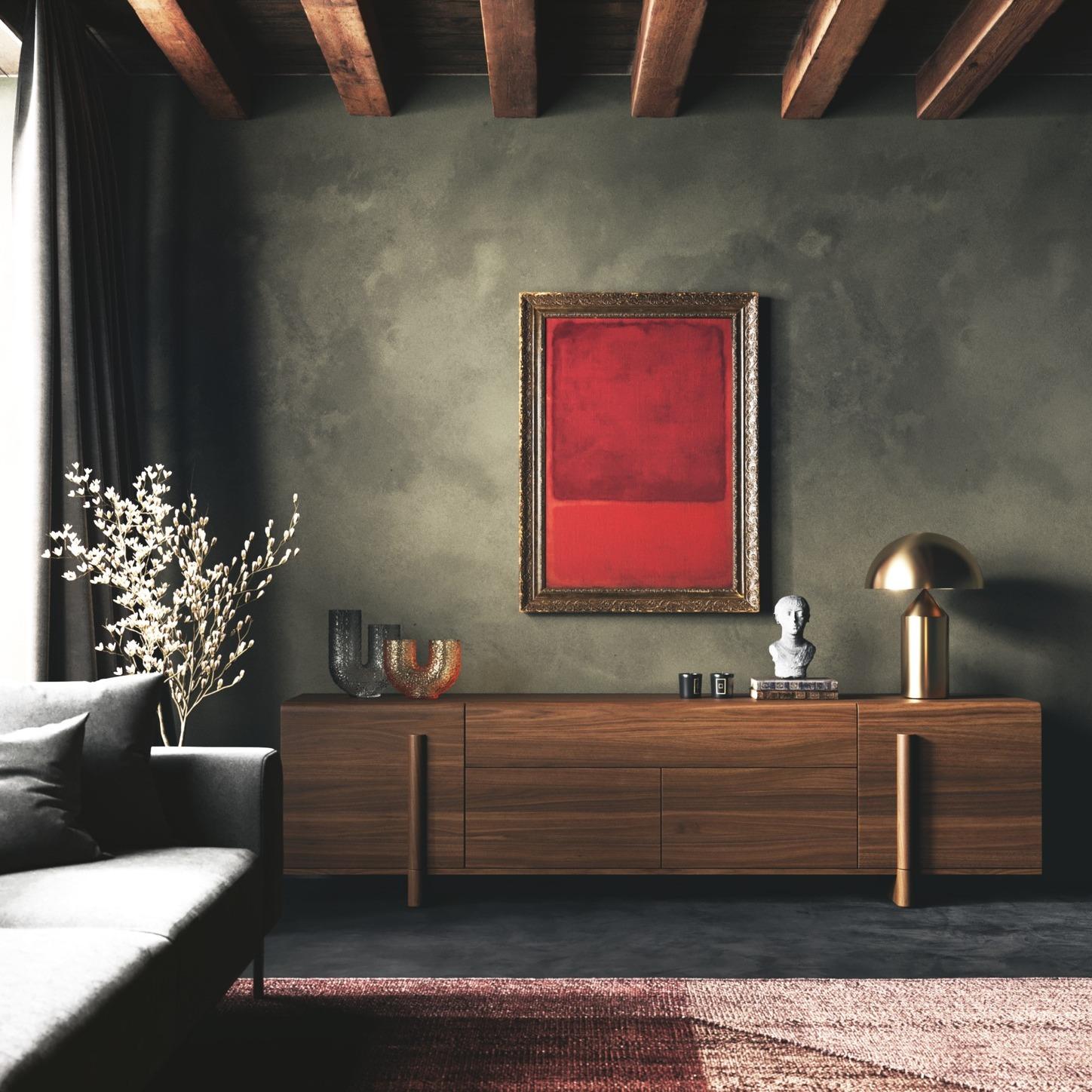 Sideboard aus Nussbaumholz im brutalistischen Design mit zwei Türen und mittleren Schubladen (21. Jahrhundert und zeitgenössisch) im Angebot