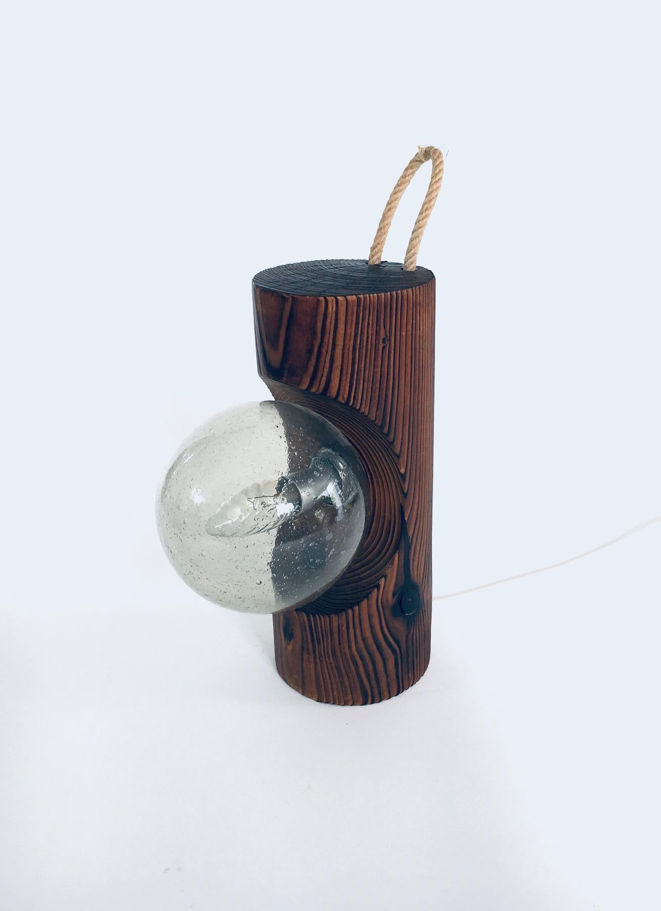 Brutalist Design Wood Table or Wall Lamp by Temde Leuchten, Switzerland 1960's For Sale 4