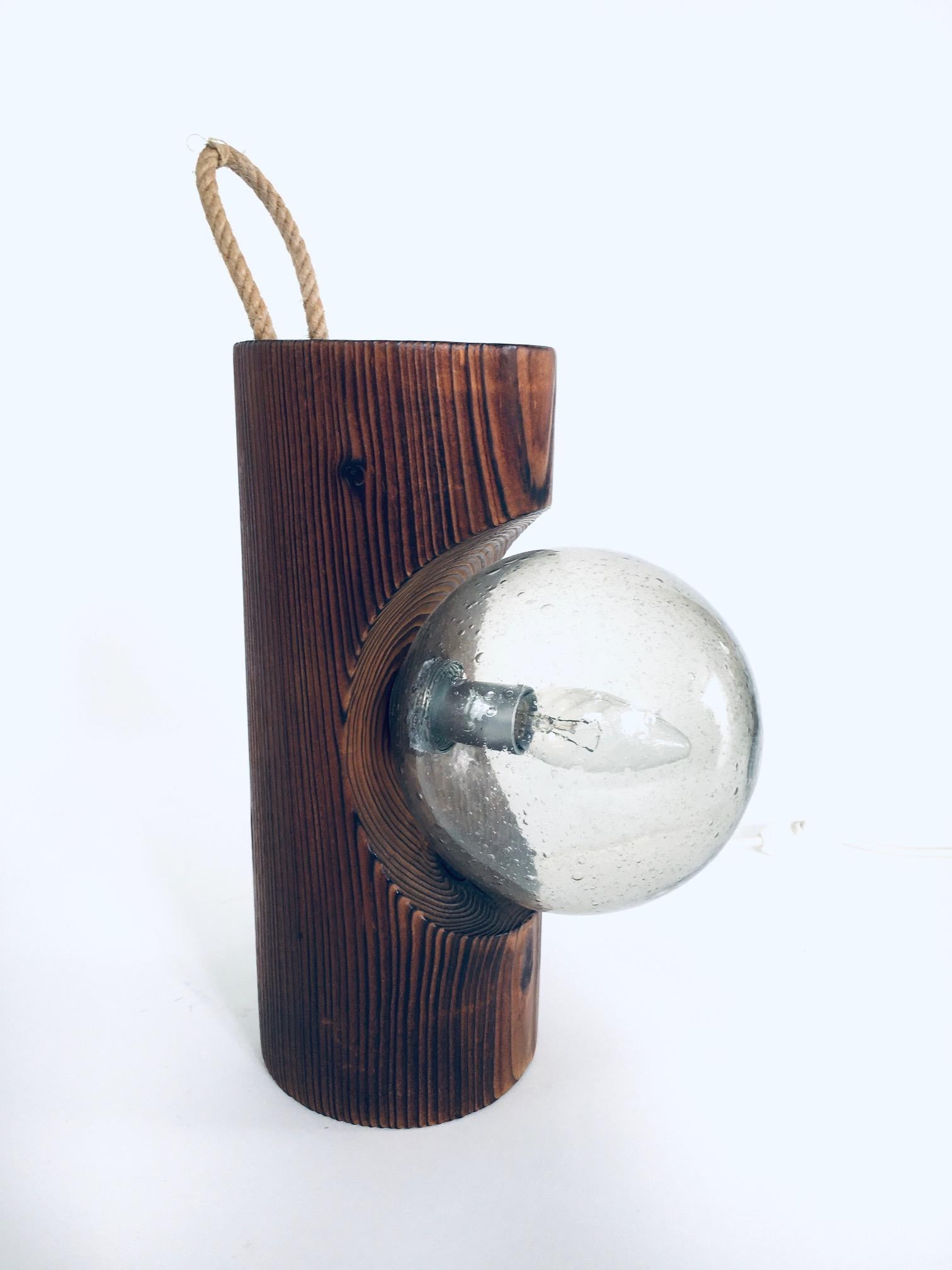 Brutalist Design Wood Table or Wall Lamp by Temde Leuchten, Switzerland 1960's For Sale 8