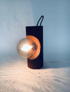 Brutalist Design Wood Table or Wall Lamp by Temde Leuchten, Switzerland 1960's