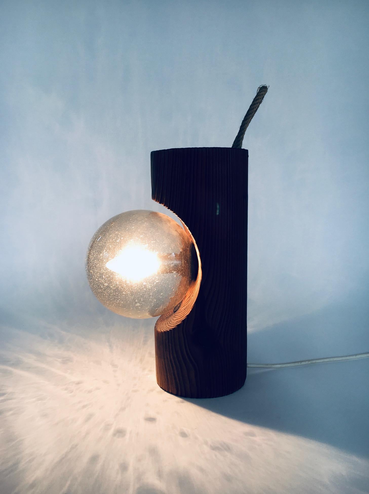 Brutalist Design Wood Table or Wall Lamp by Temde Leuchten, Switzerland 1960's In Good Condition For Sale In Oud-Turnhout, VAN