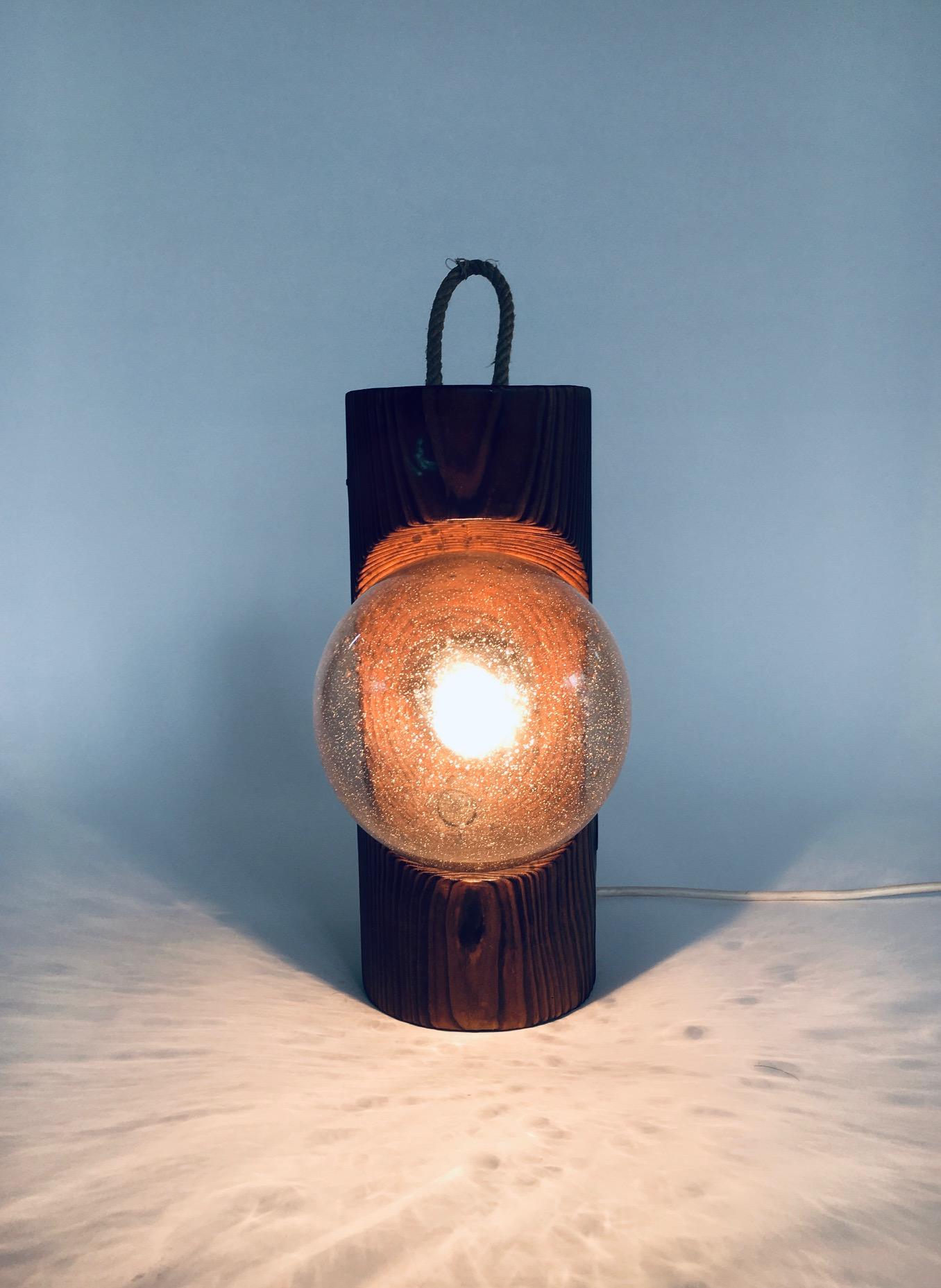 Mid-20th Century Brutalist Design Wood Table or Wall Lamp by Temde Leuchten, Switzerland 1960's For Sale