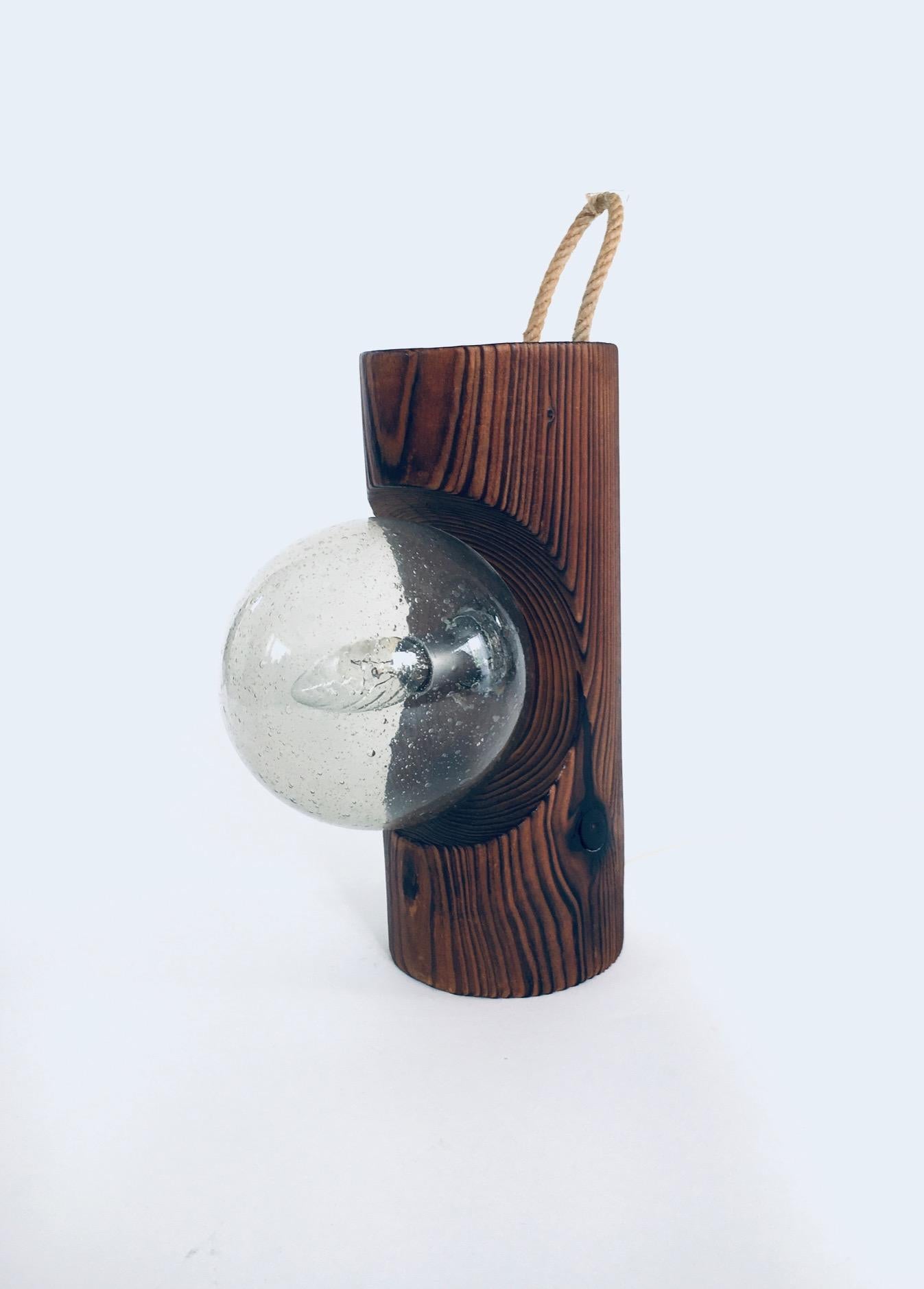 Brutalist Design Wood Table or Wall Lamp by Temde Leuchten, Switzerland 1960's For Sale 1