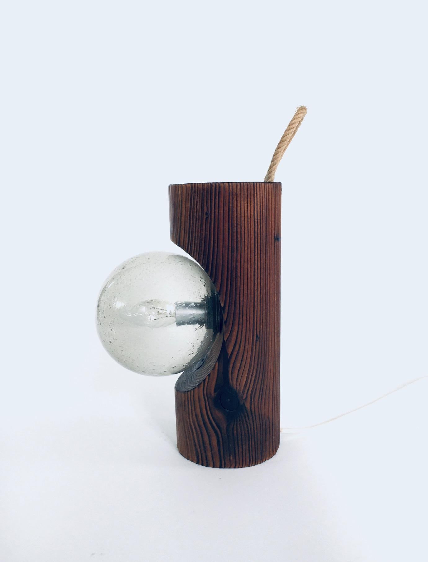 Brutalist Design Wood Table or Wall Lamp by Temde Leuchten, Switzerland 1960's For Sale 2