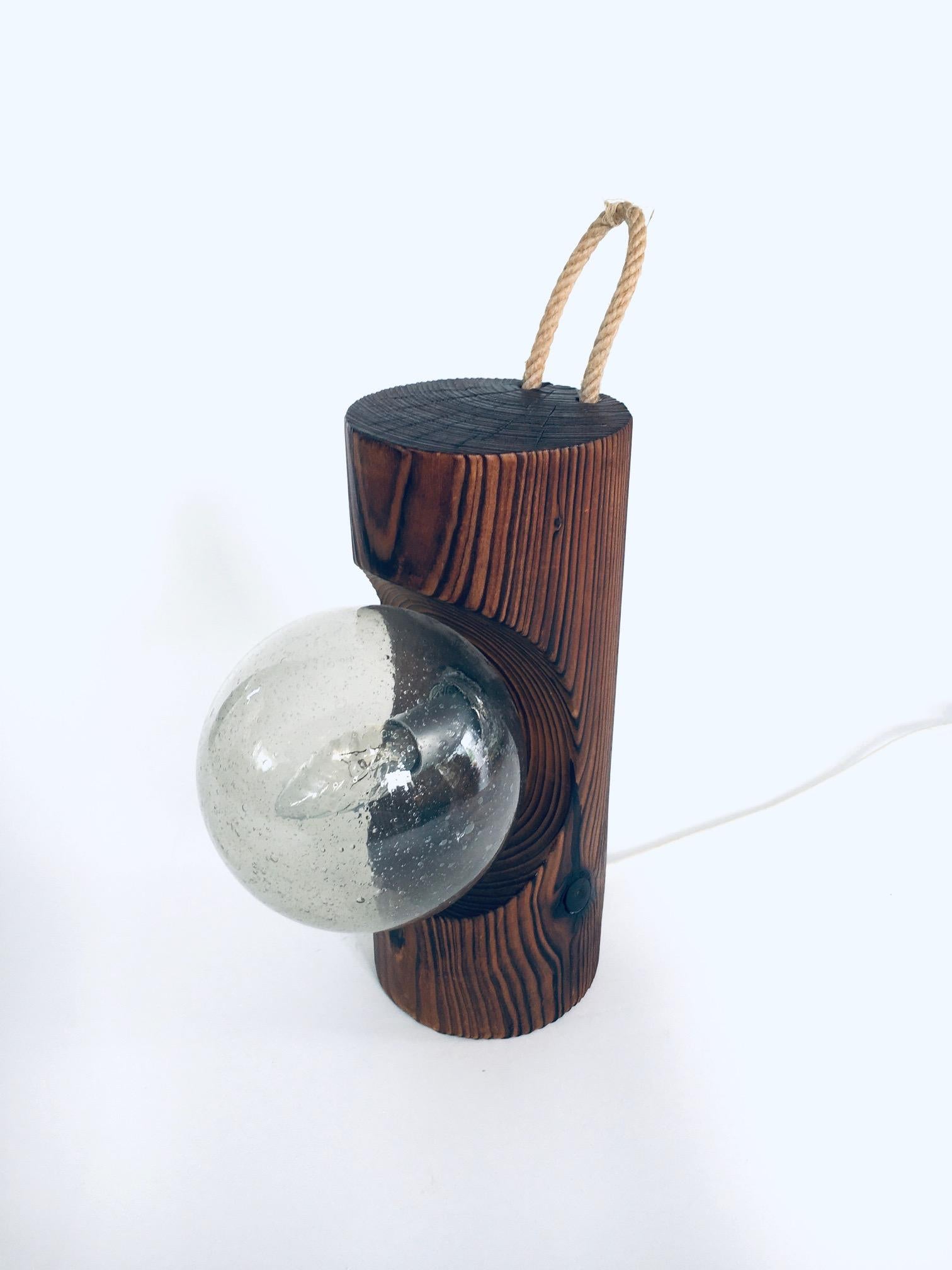 Brutalist Design Wood Table or Wall Lamp by Temde Leuchten, Switzerland 1960's For Sale 3