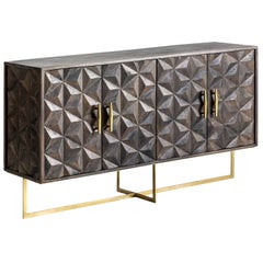 wooden design Brutalist Design Wooden and Gilded Metal Sideboard