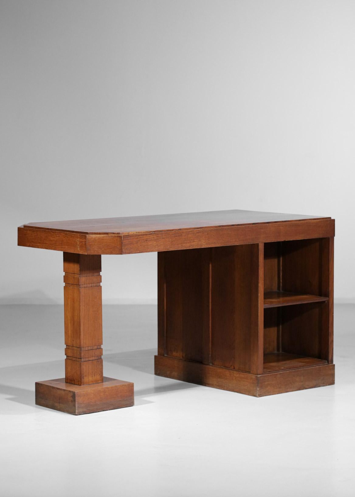 Brutalist Desk 50's Solid Oak Vintage Design Style Charles Dudouyt F193 3