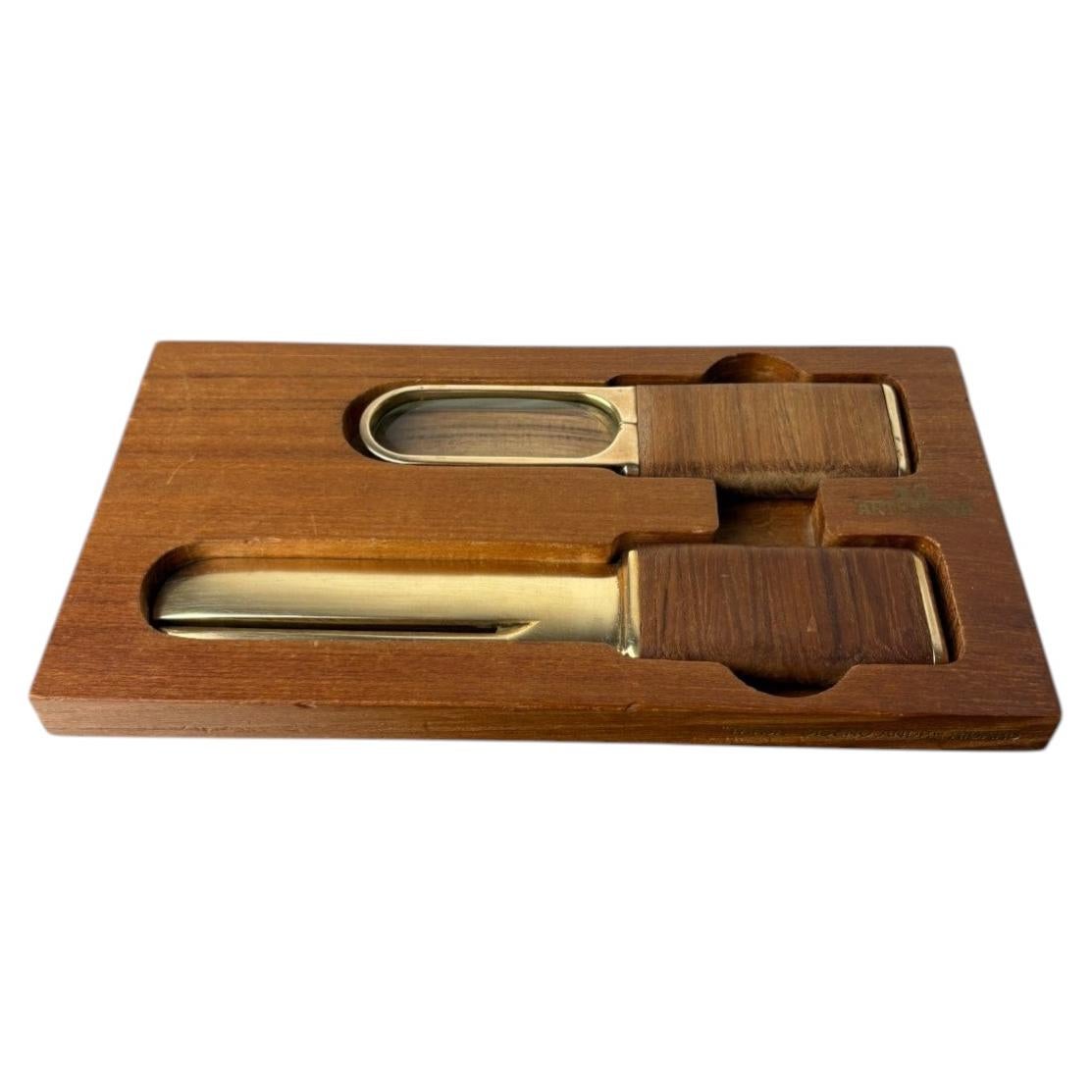 Brutalist Desk set by Artespana, Wood & Bronze, Spain, 1970's