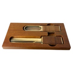 Brutalist Desk set by Artespana, Wood & Bronze, Spain, 1970's