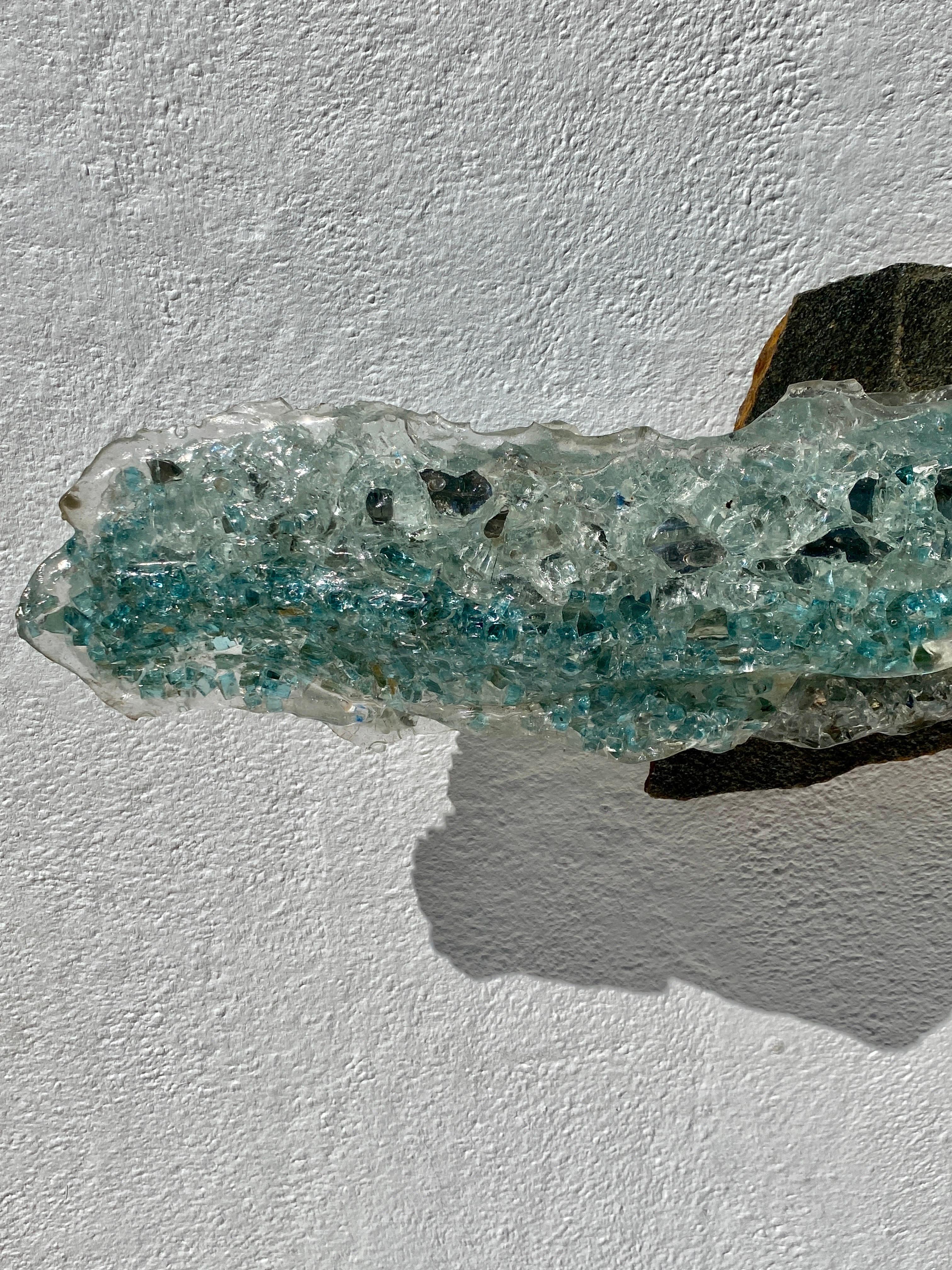 Brutalist Desktop Glass Sculpture For Sale 4