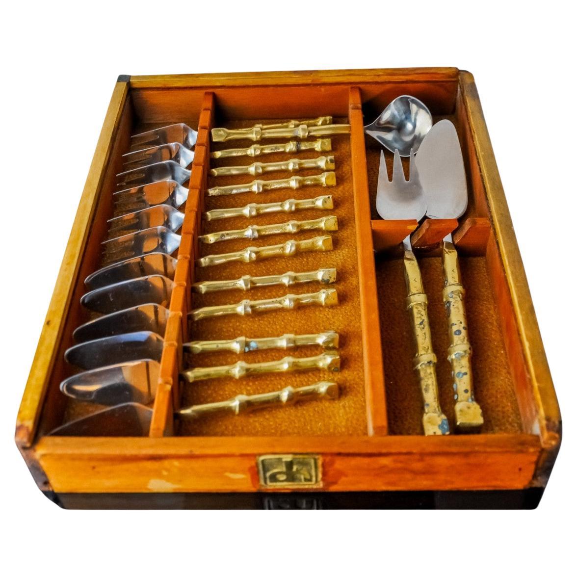 Brutalist dessert cutlery set by David Marshall, Spain, 1970