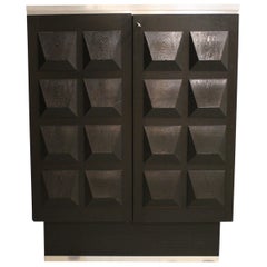 Brutalist Diamond Bar Cabinet, 1970s