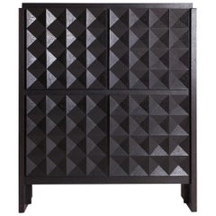 Brutalist Diamond Cabinet in Stained Oak