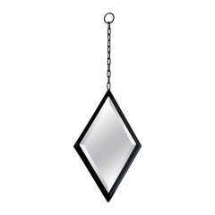 Brutalist diamond-shaped iron mirror