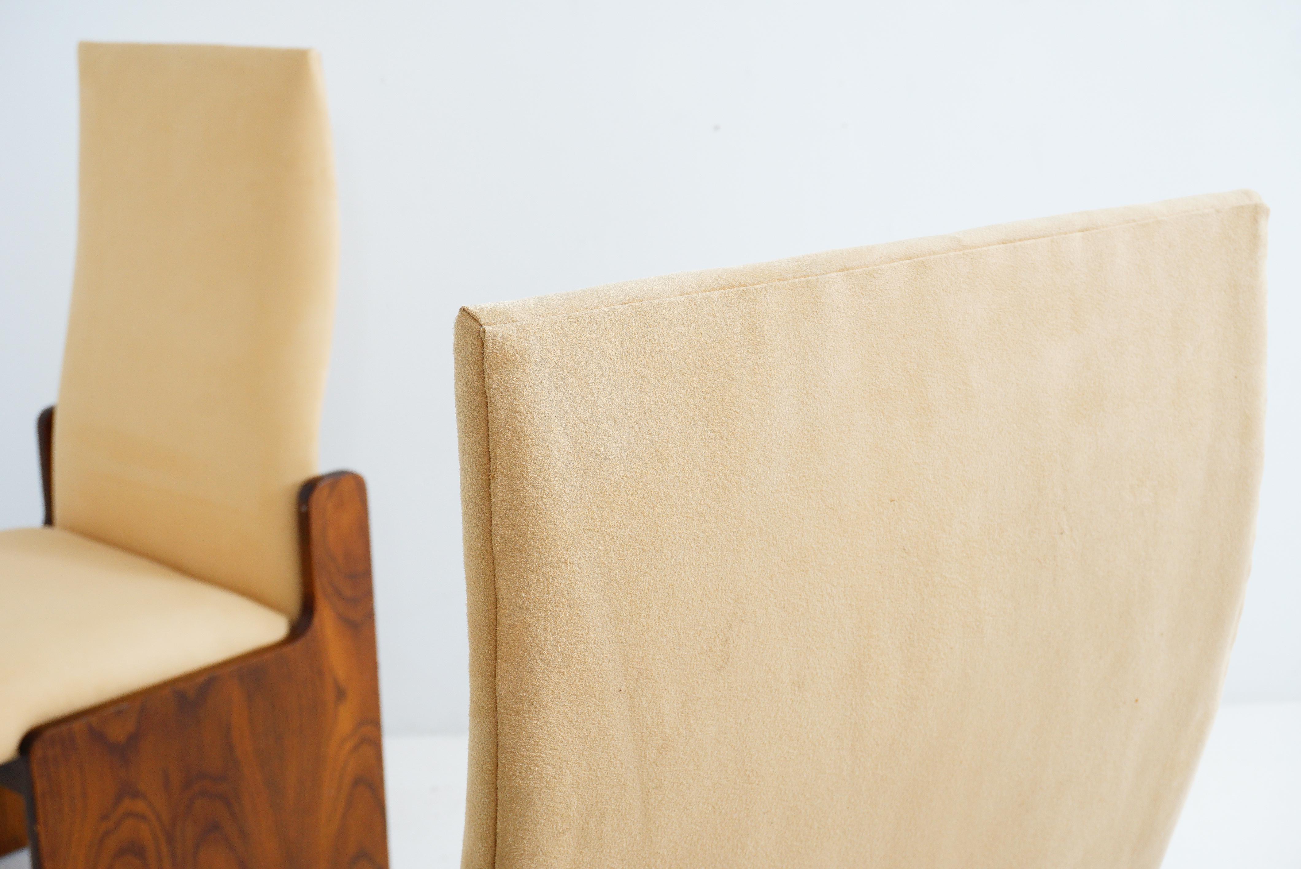 Suede Brutalist Dining Chairs by Lane, Set of 6, 1970s