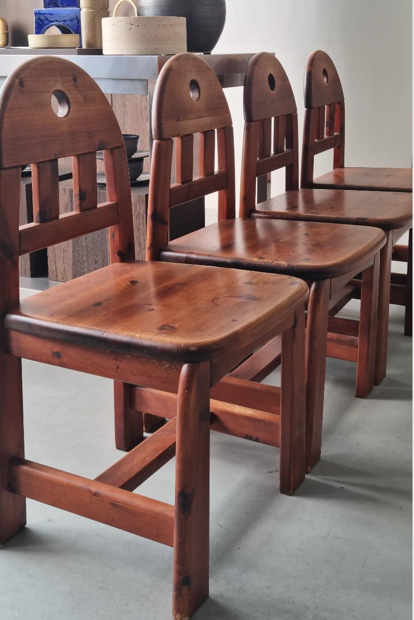 Sedie da pranzo brutaliste di Wasa Möbel (set di 4), anni '70 in vendita 3