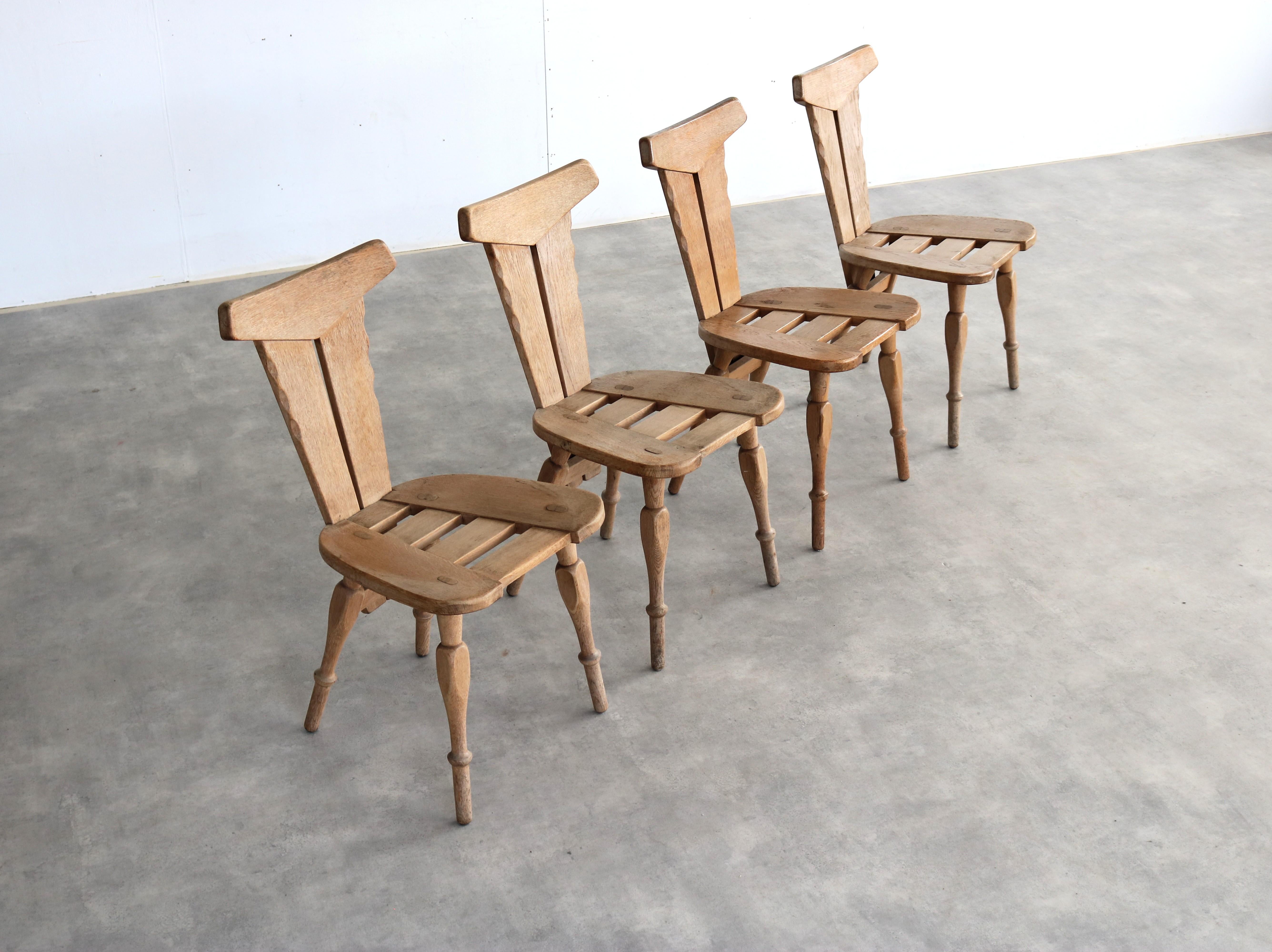 Brutalist dining chairs  chairs  1960s  set of 4 en venta 4