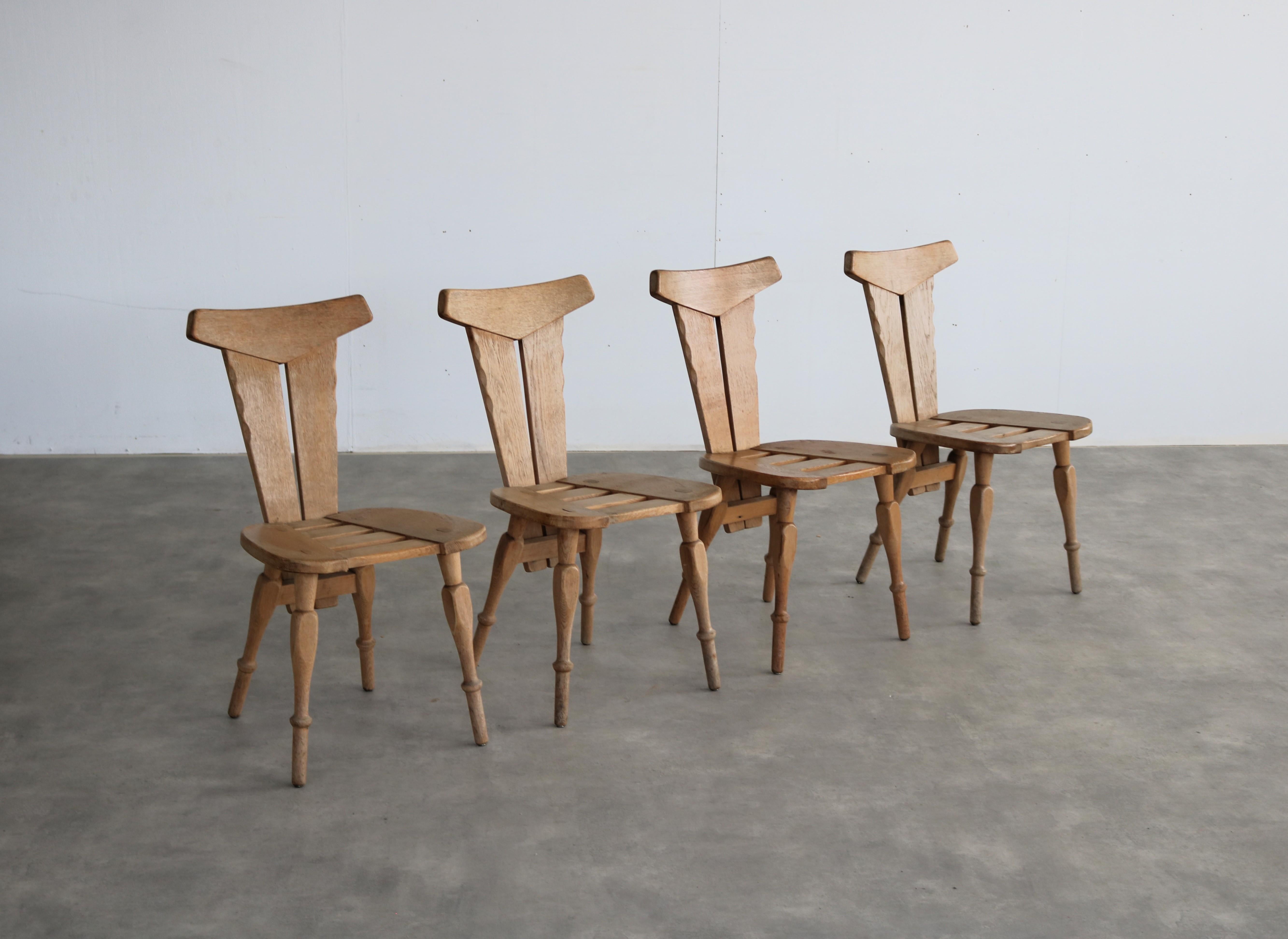 Brutalist dining chairs  chairs  1960s  set of 4 Holandés en venta