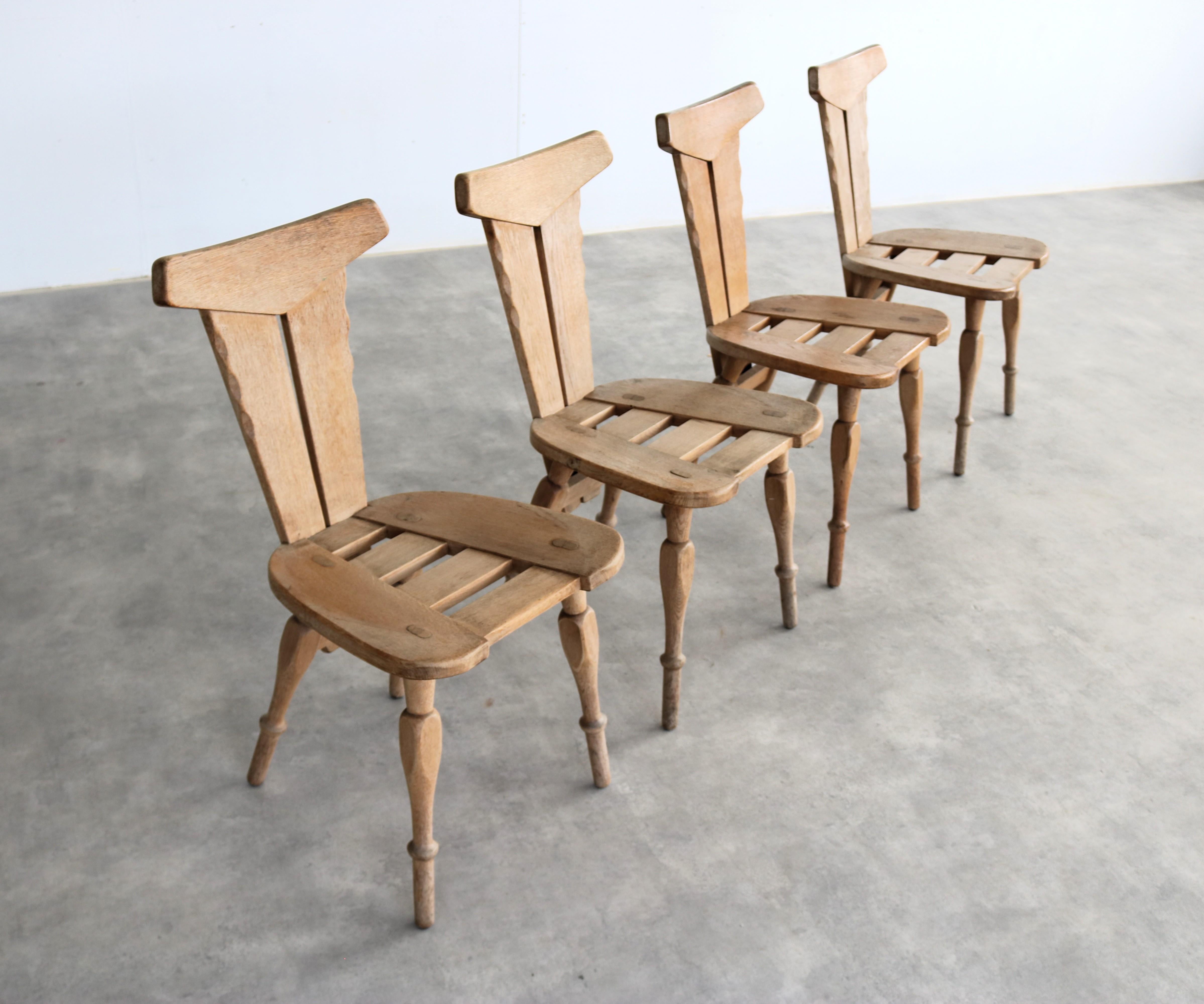 Brutalist dining chairs  chairs  1960s  set of 4 mediados del siglo XX en venta