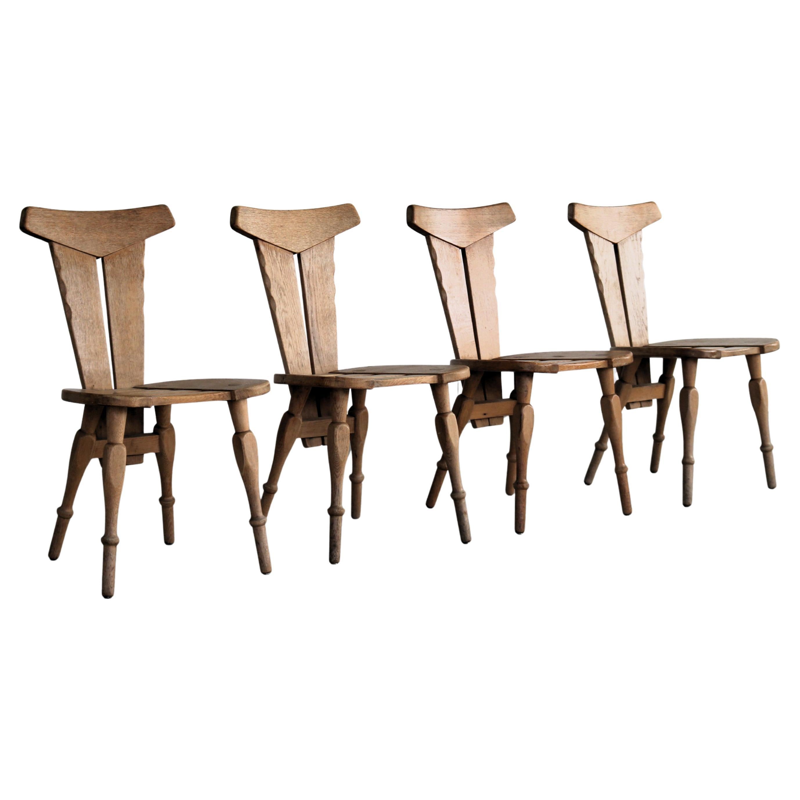 Brutalist dining chairs chairs 1960s set of 4