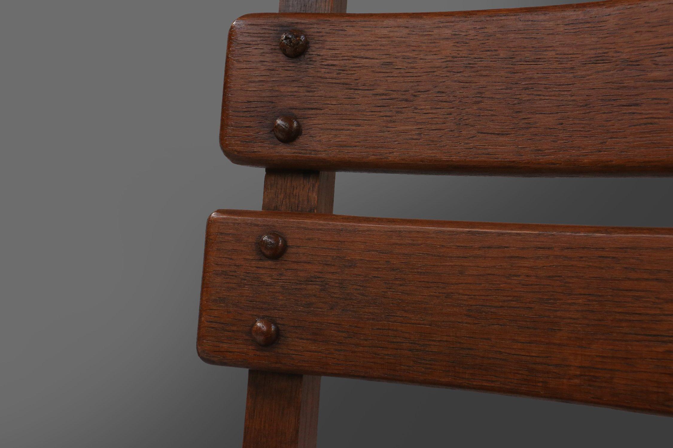 Brutalist Dining Chairs in Oak and Wicker, Set of 6 For Sale 3