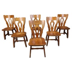 Brutalist dining chairs, set of 6 - 1960s