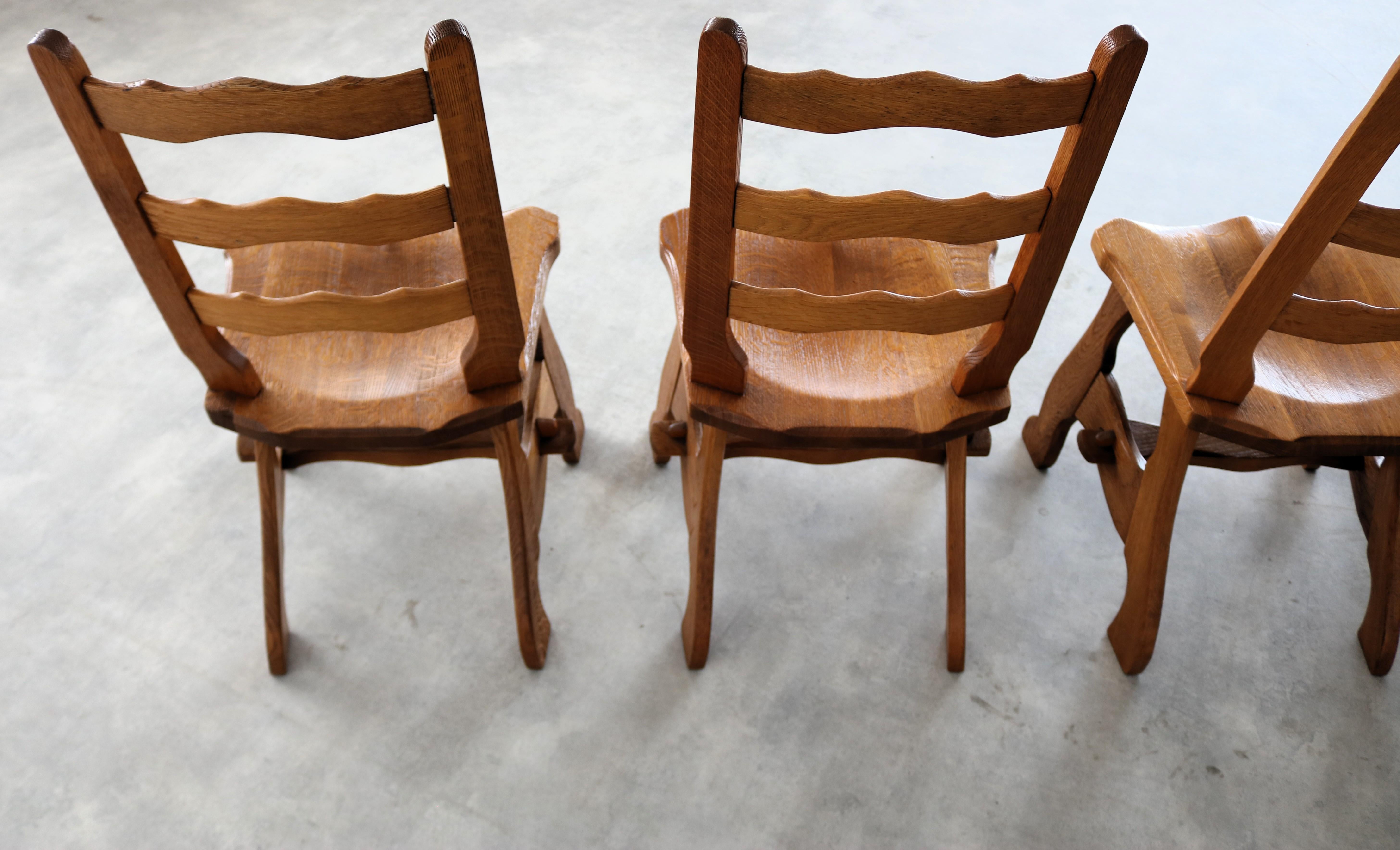 brutalist dining chairs  vintage chairs  1950s  oak For Sale 5