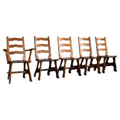 brutalist dining chairs  vintage chairs  1950s  oak