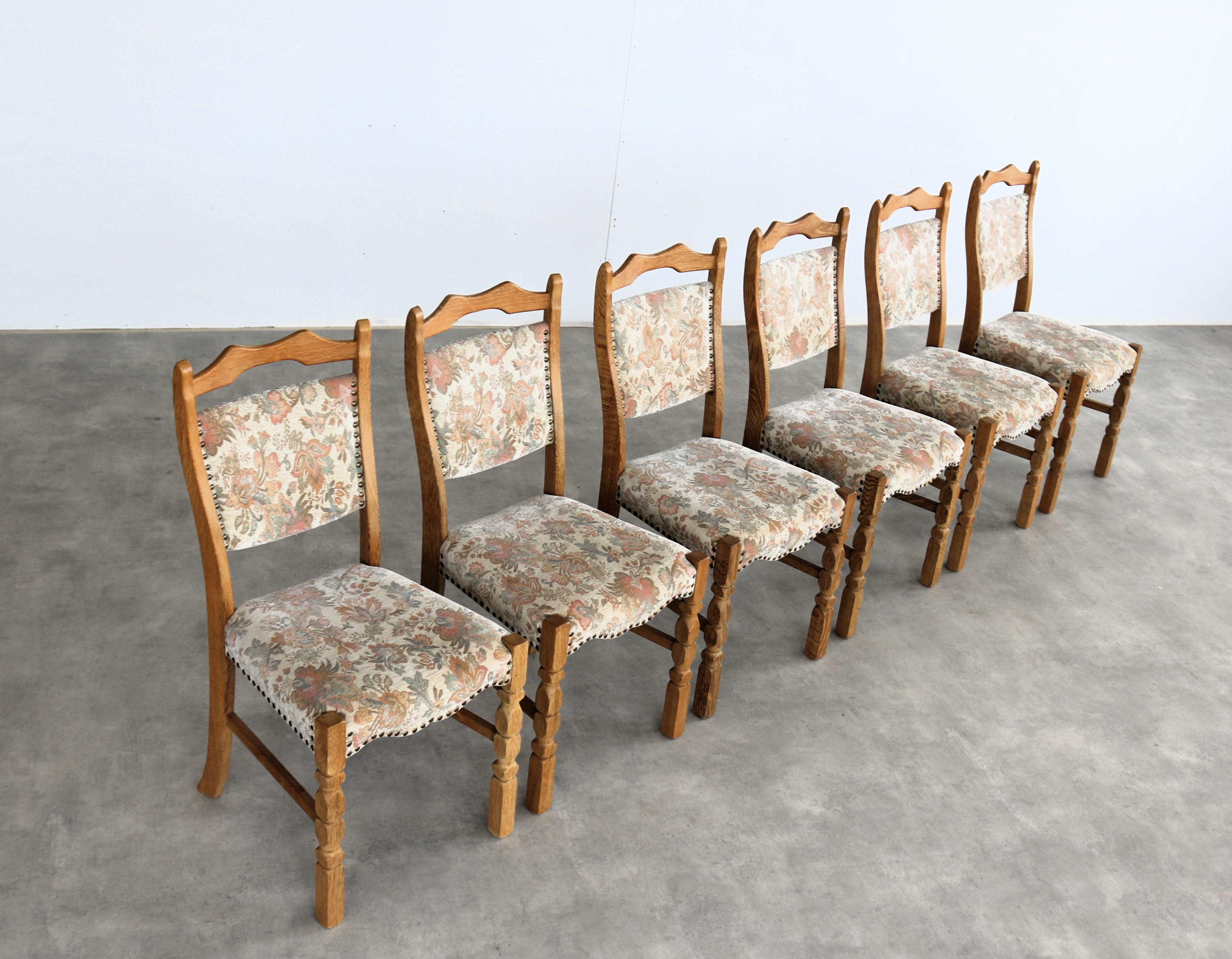 brutalist dining chairs  vintage chairs  1960s  oak For Sale 4
