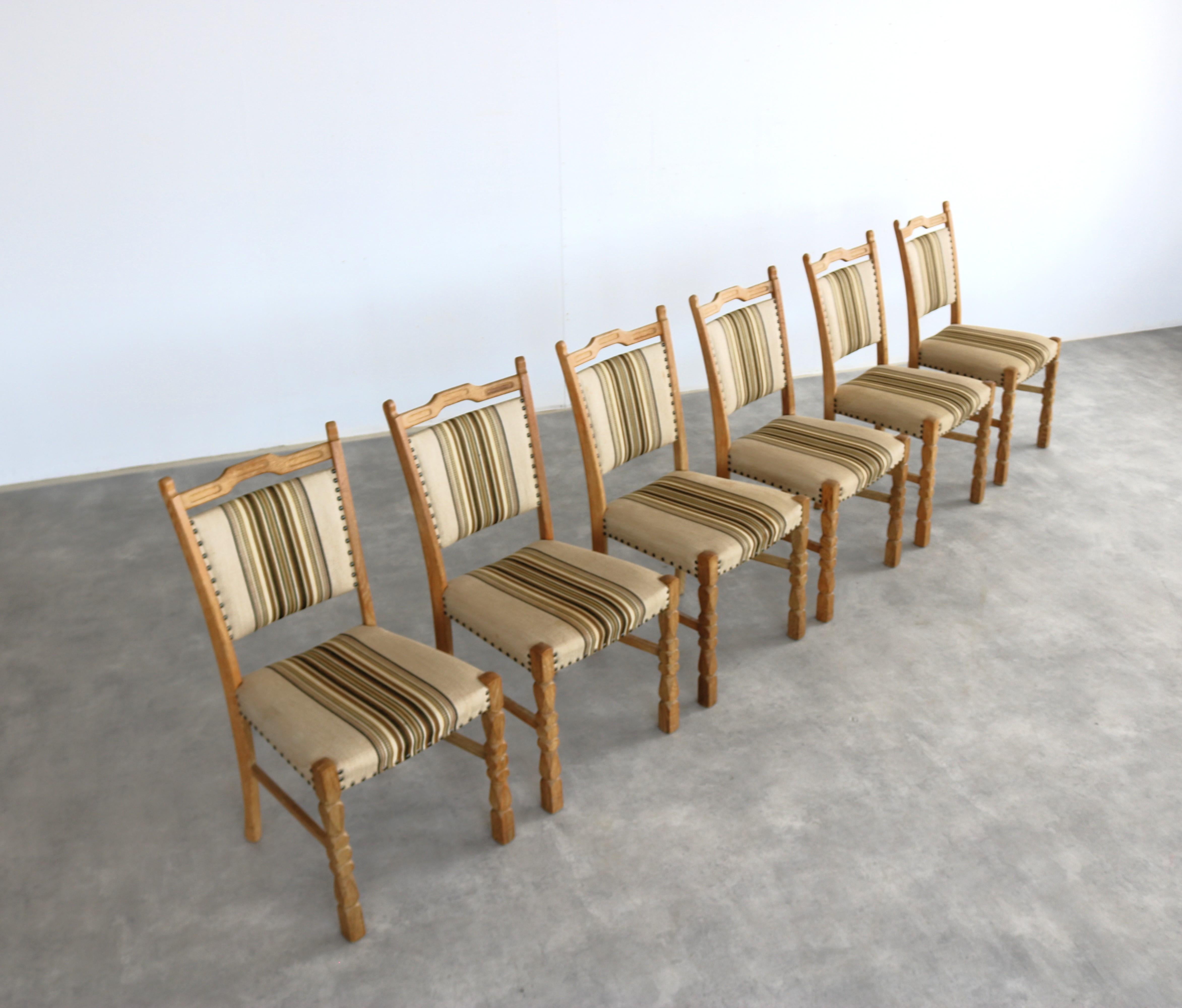 brutalist dining chairs  vintage chairs  1960s  oak For Sale 7