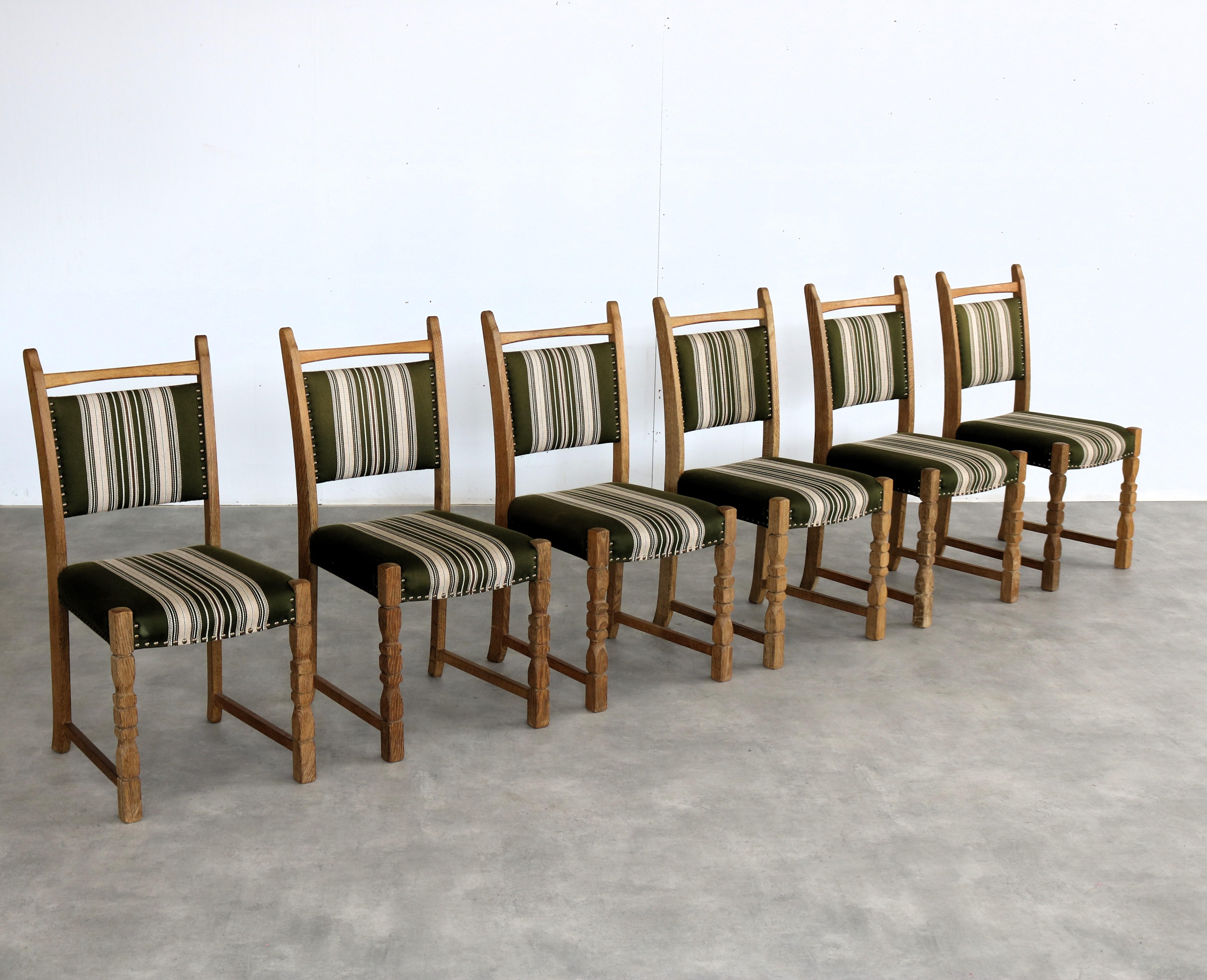 Danish brutalist dining chairs  vintage chairs  1960s  oak For Sale