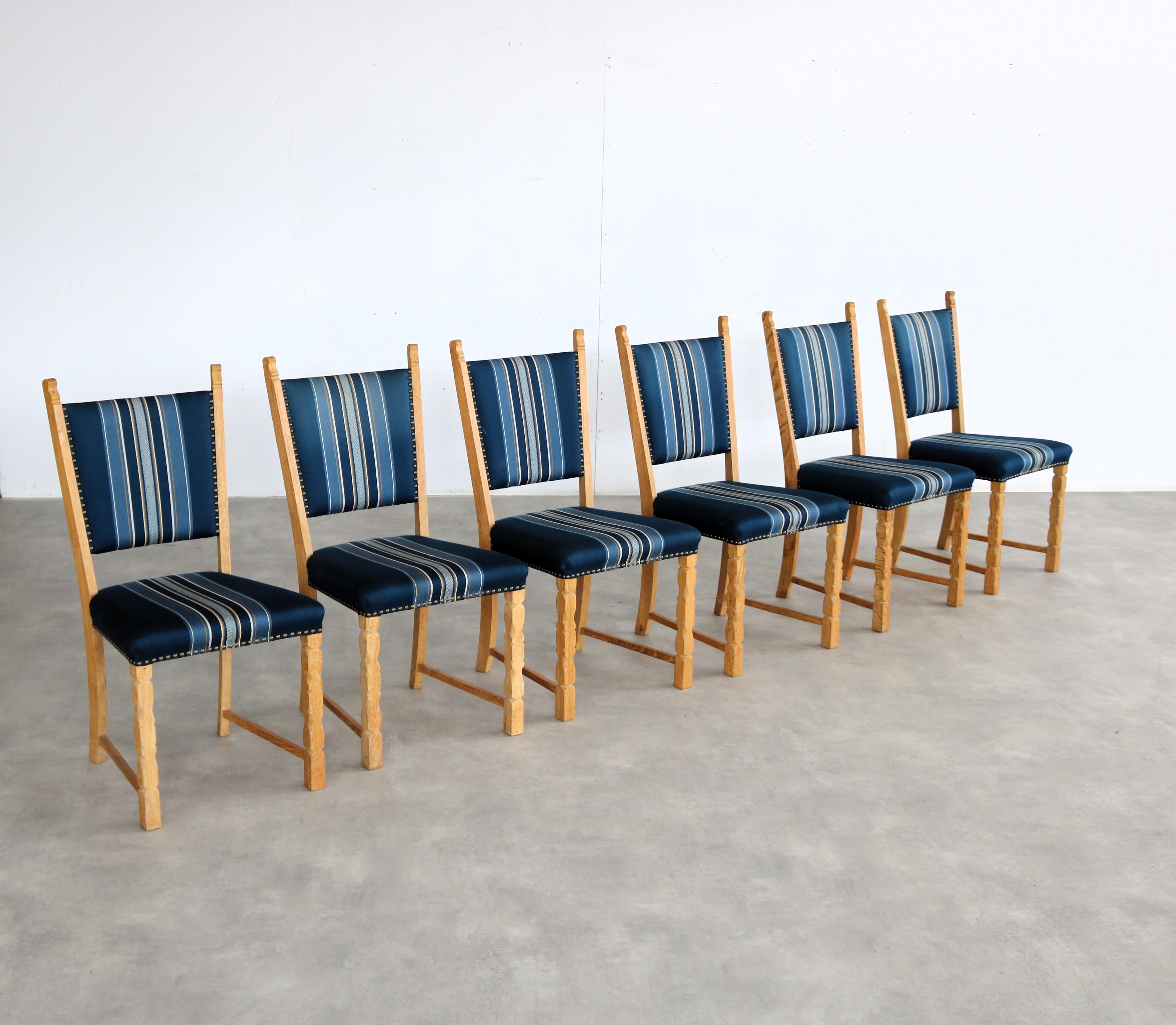 Danish brutalist dining chairs  vintage chairs  1960s  oak For Sale