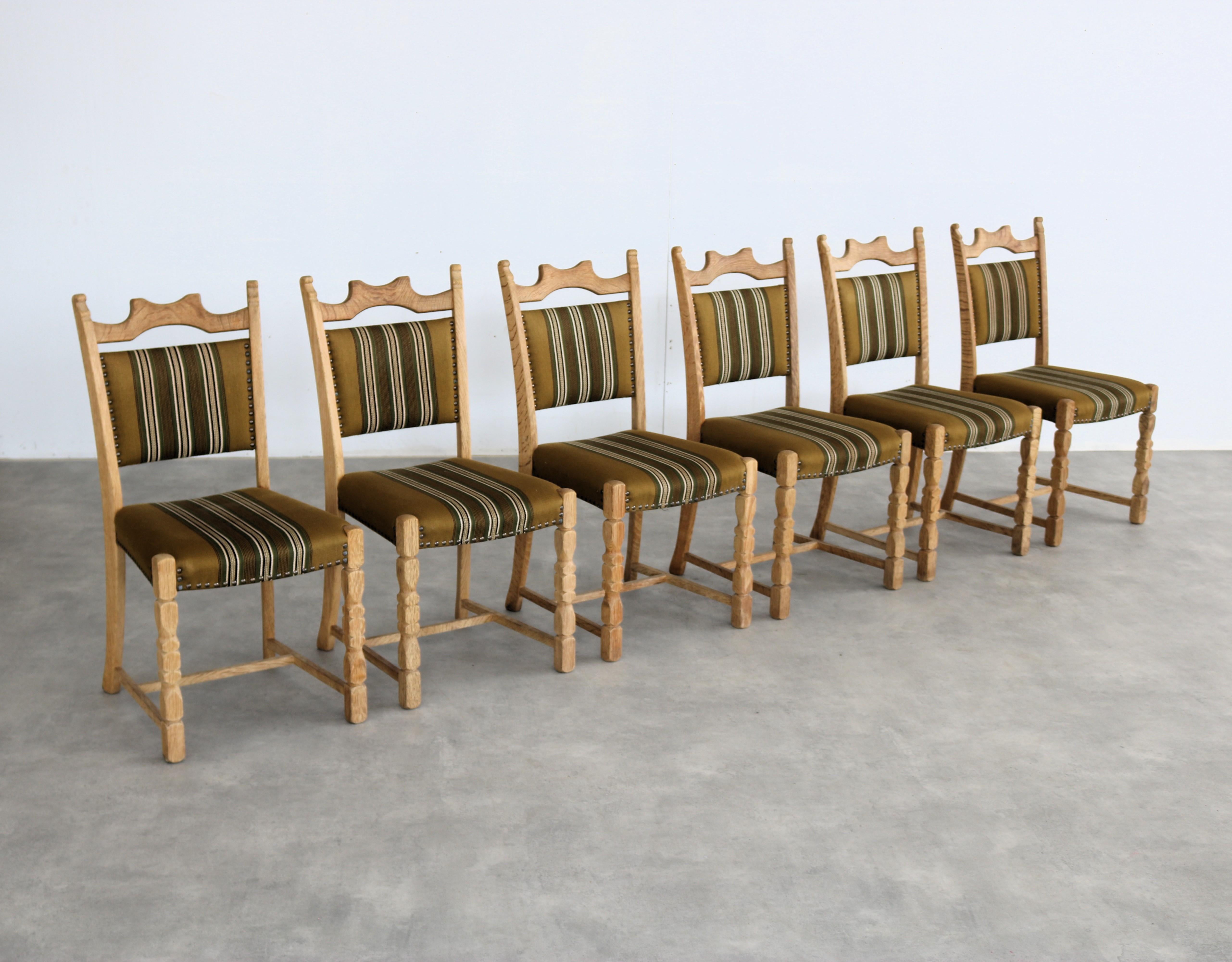 Danish brutalist dining chairs  vintage chairs  1960s  oak For Sale