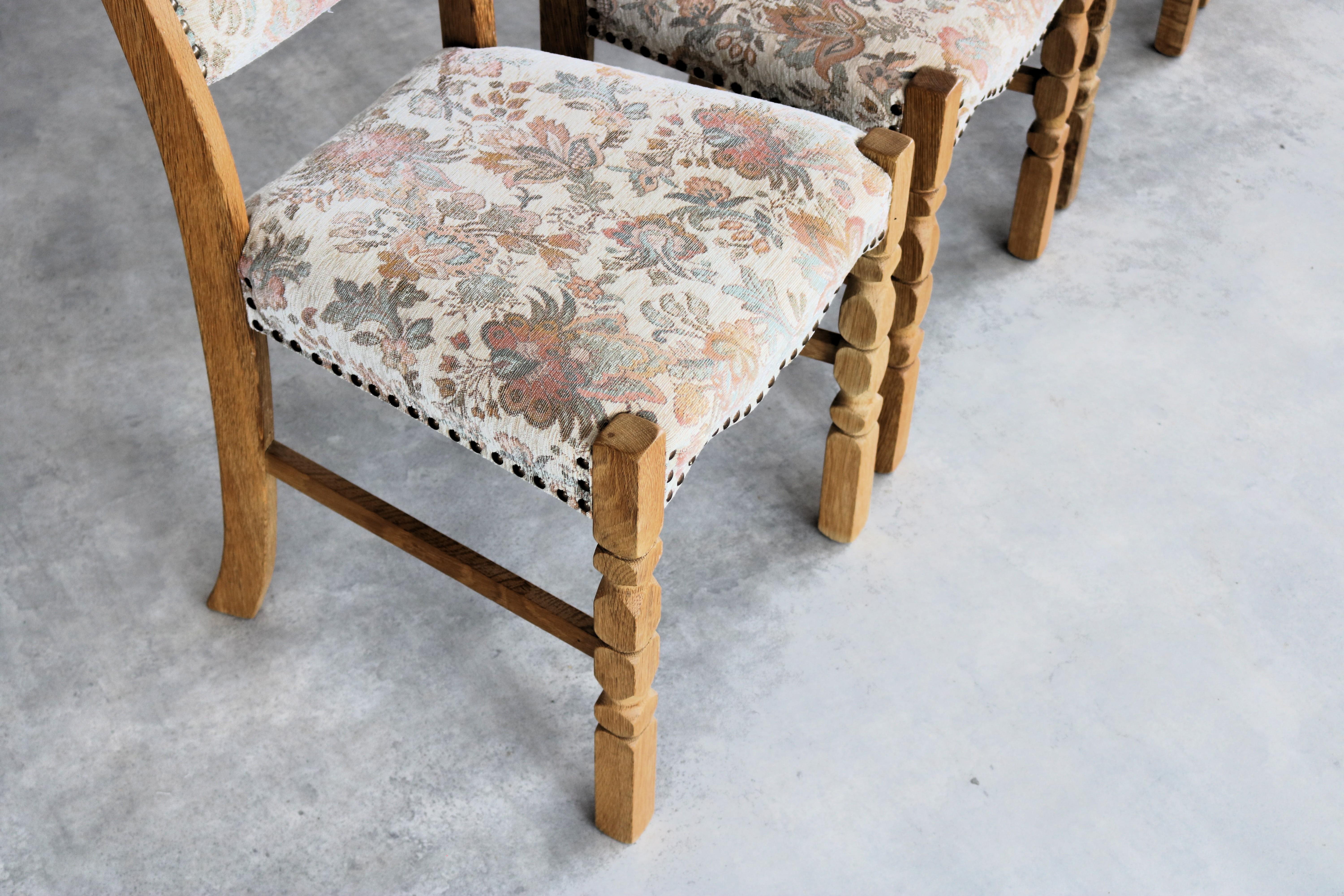 Mid-20th Century brutalist dining chairs  vintage chairs  1960s  oak For Sale