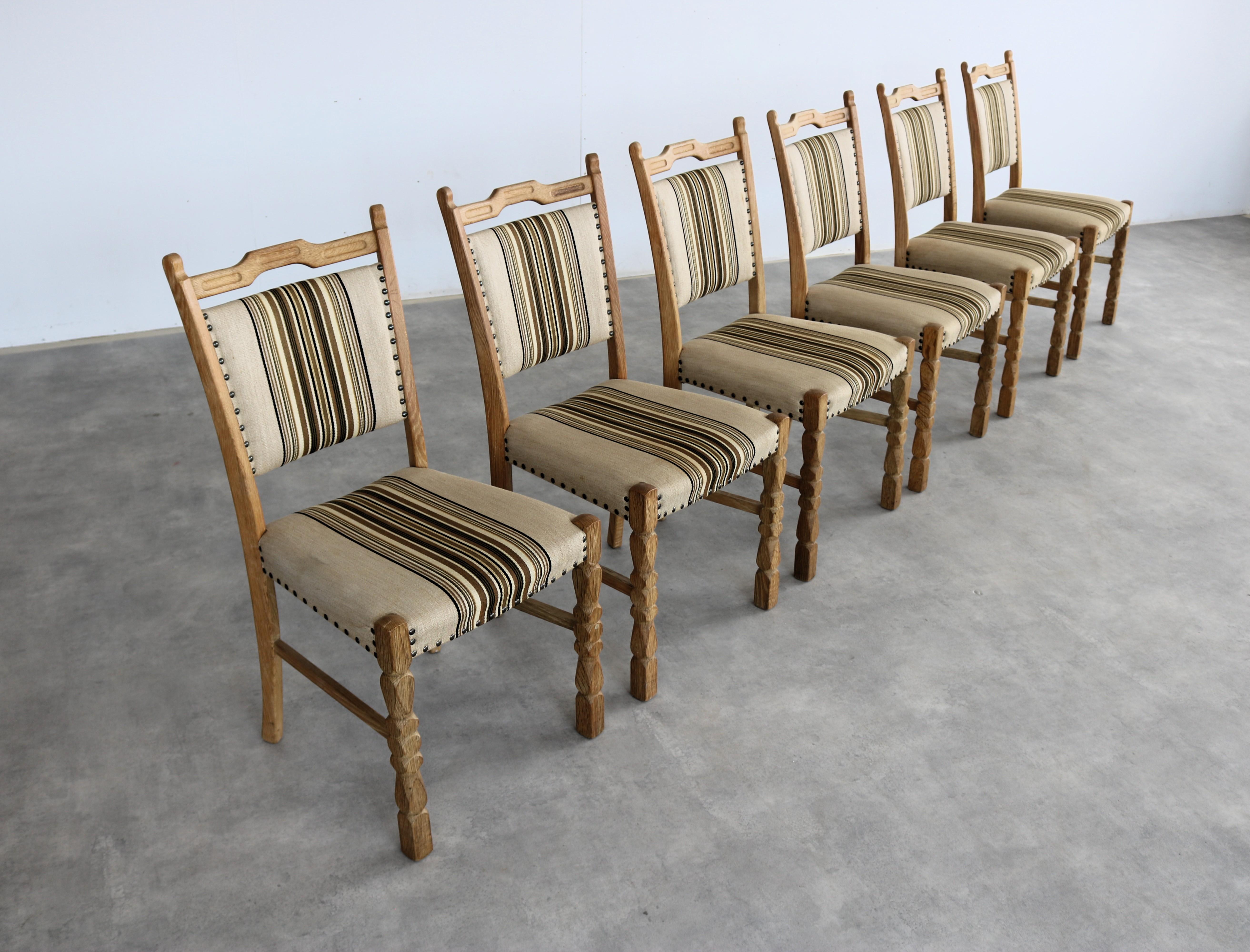 Mid-20th Century brutalist dining chairs  vintage chairs  1960s  oak For Sale