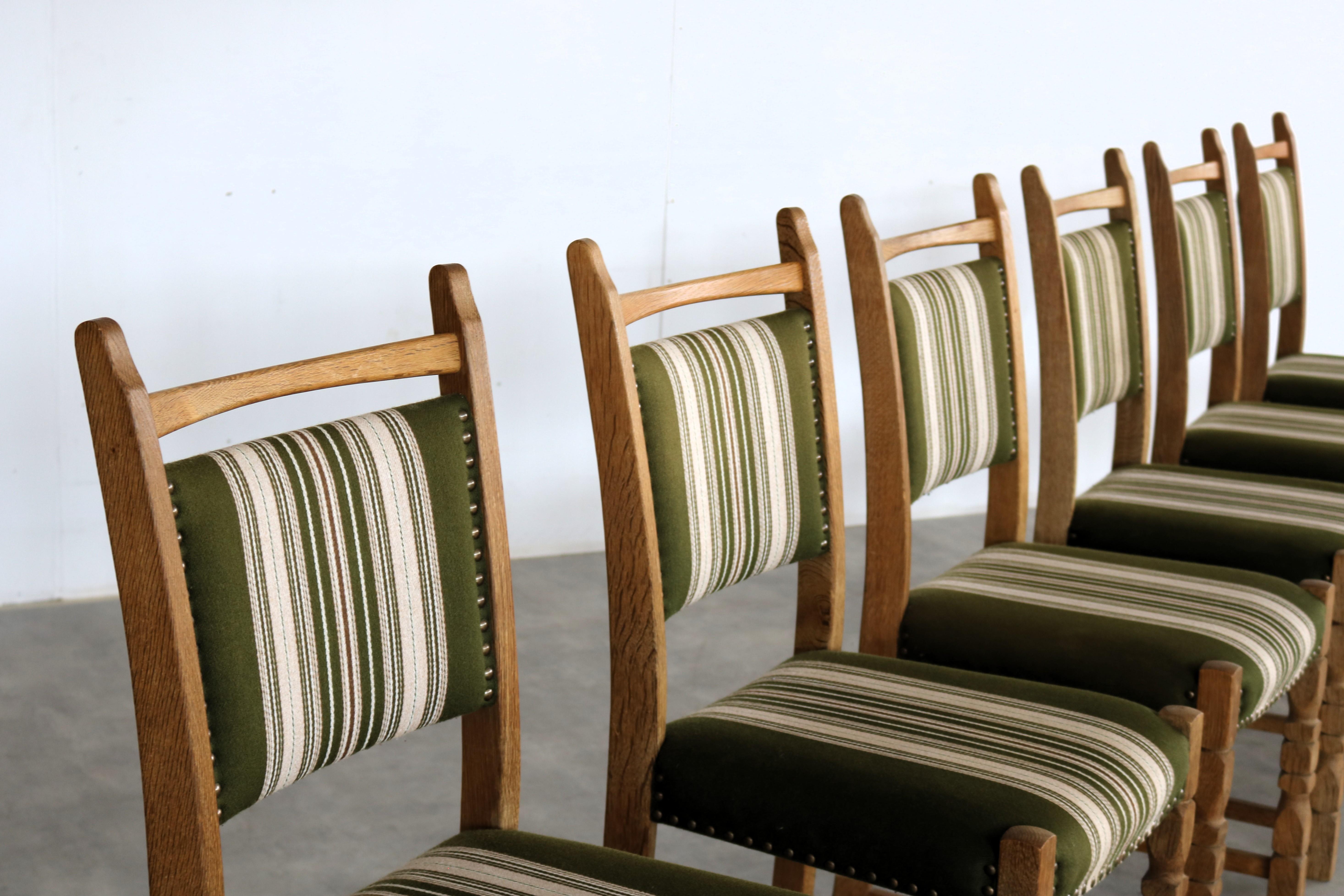 Fabric brutalist dining chairs  vintage chairs  1960s  oak For Sale