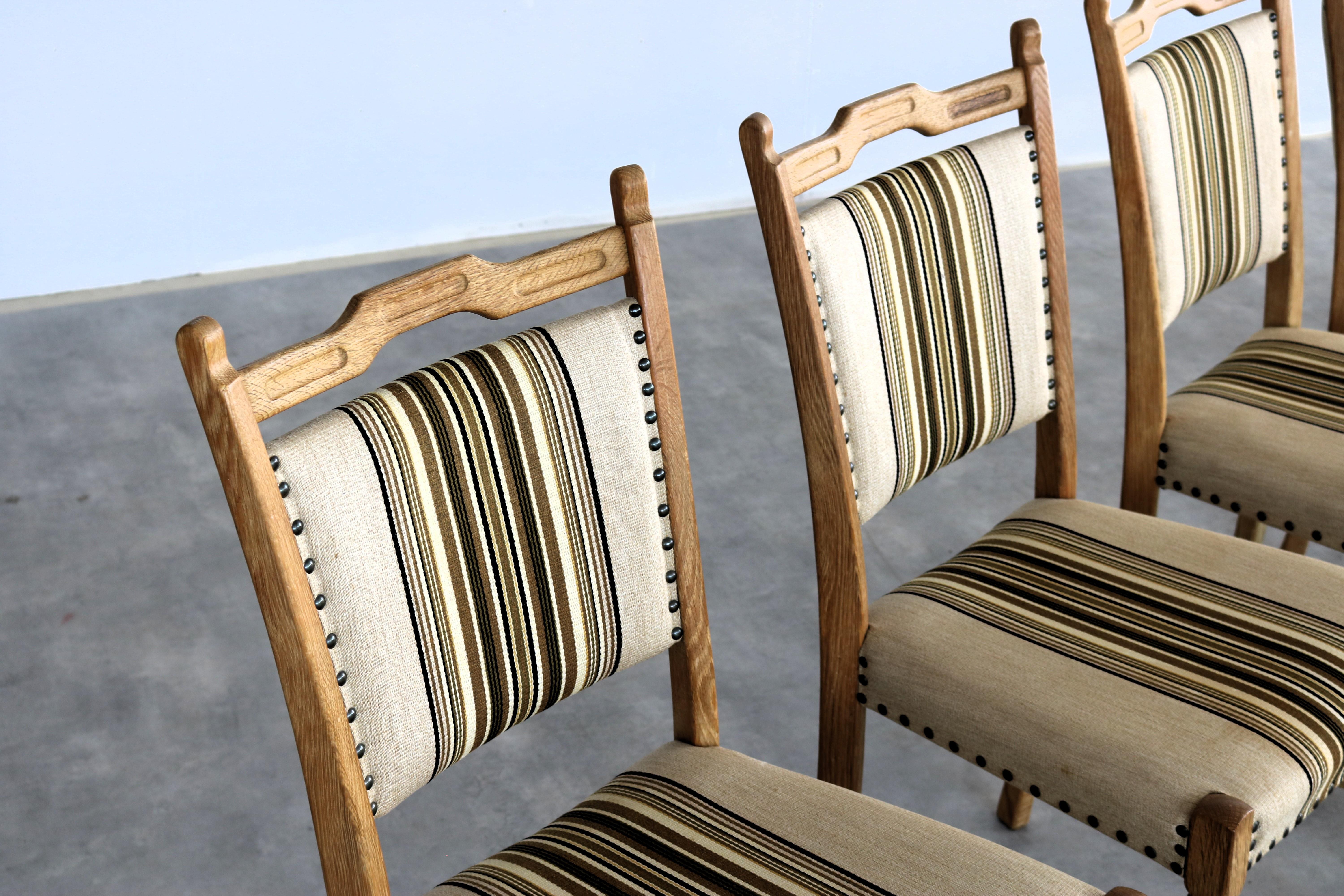 Fabric brutalist dining chairs  vintage chairs  1960s  oak For Sale