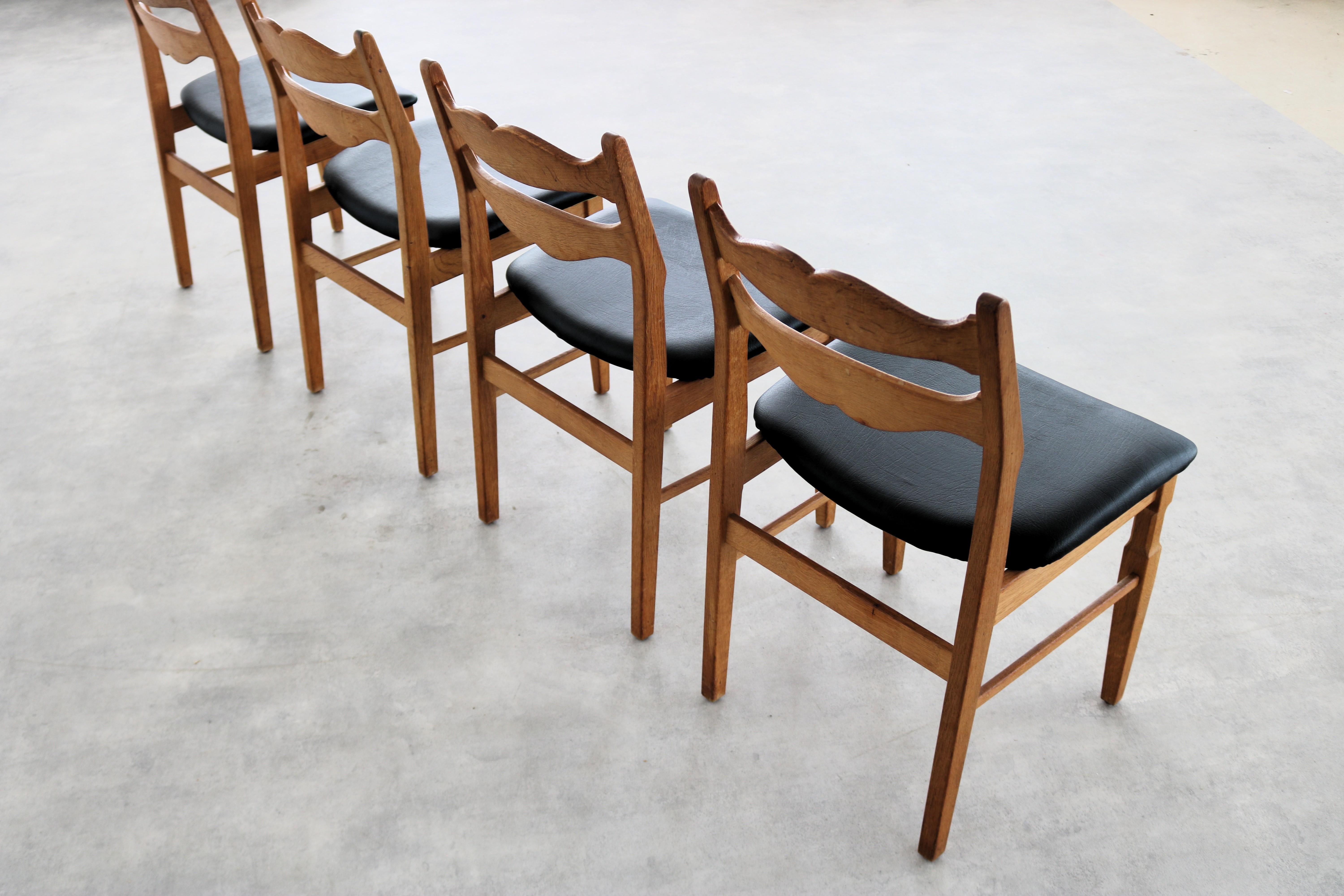 brutalist dining chairs  vintage chairs  1960s  oak For Sale 1
