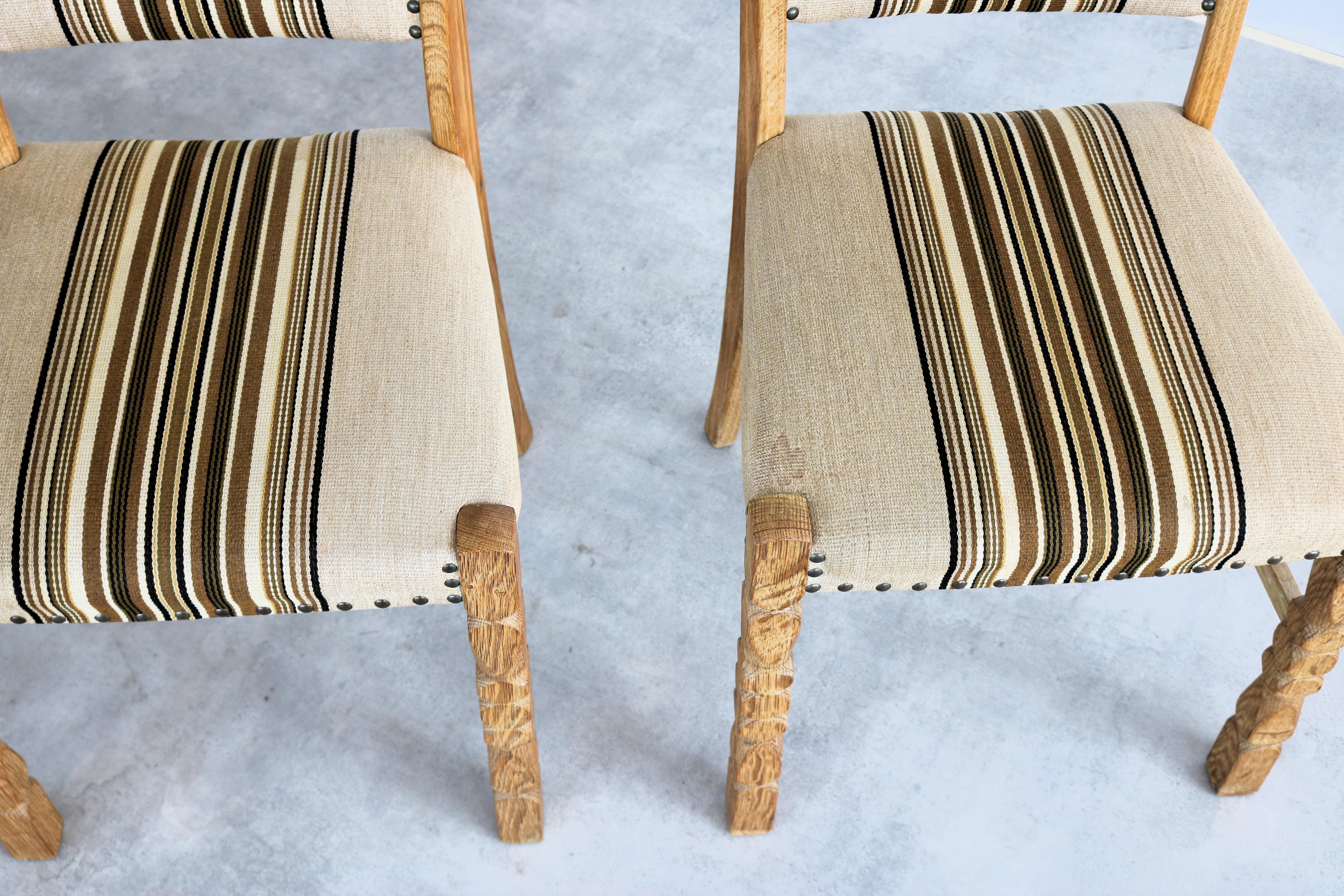 brutalist dining chairs  vintage chairs  1960s  oak For Sale 3