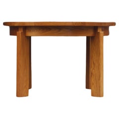 Used Brutalist dining room extendable table in solid Elm, France 1980s