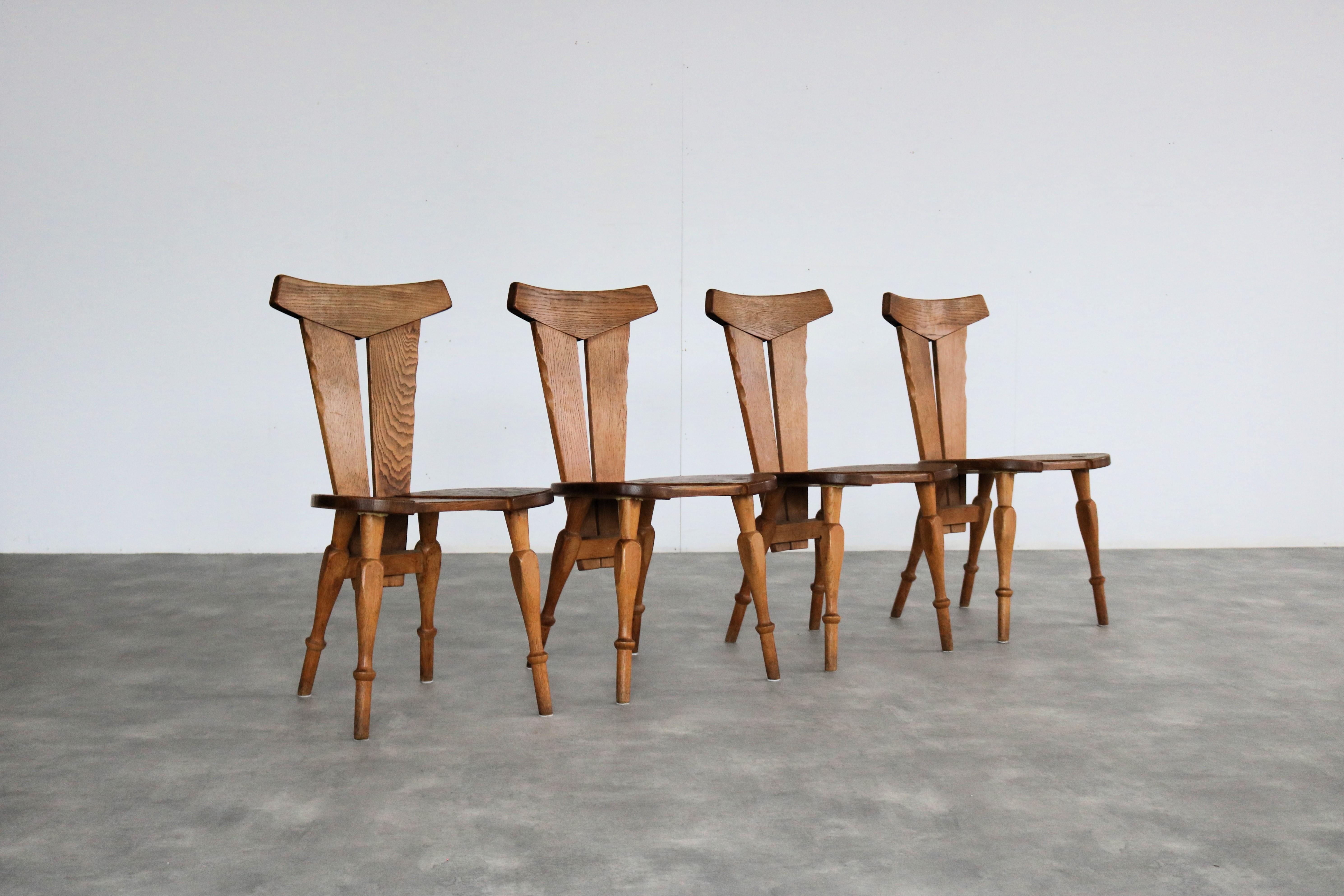 Brutalist dining room set  dining table  chairs  1940s 8