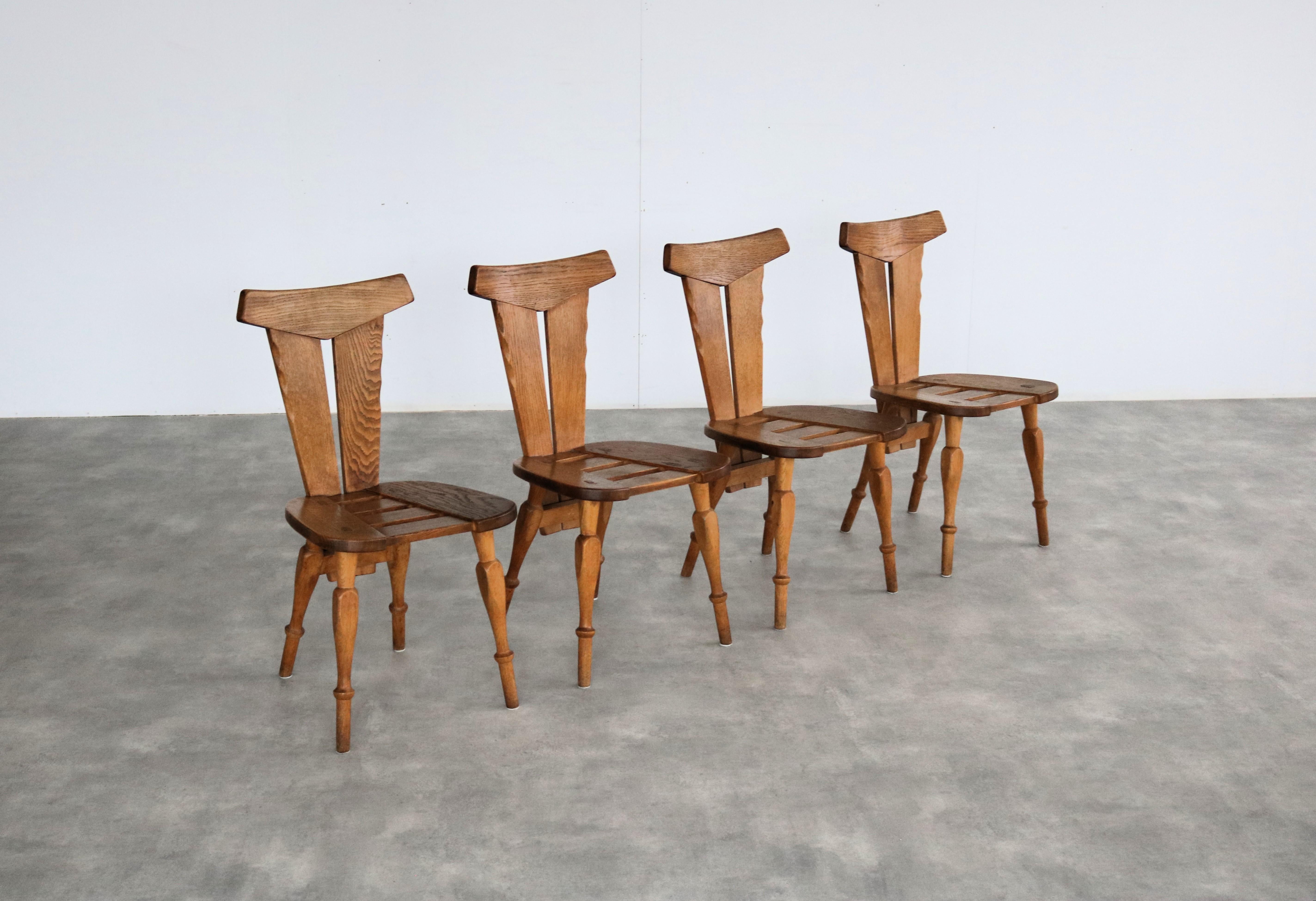 Brutalist dining room set  dining table  chairs  1940s 9