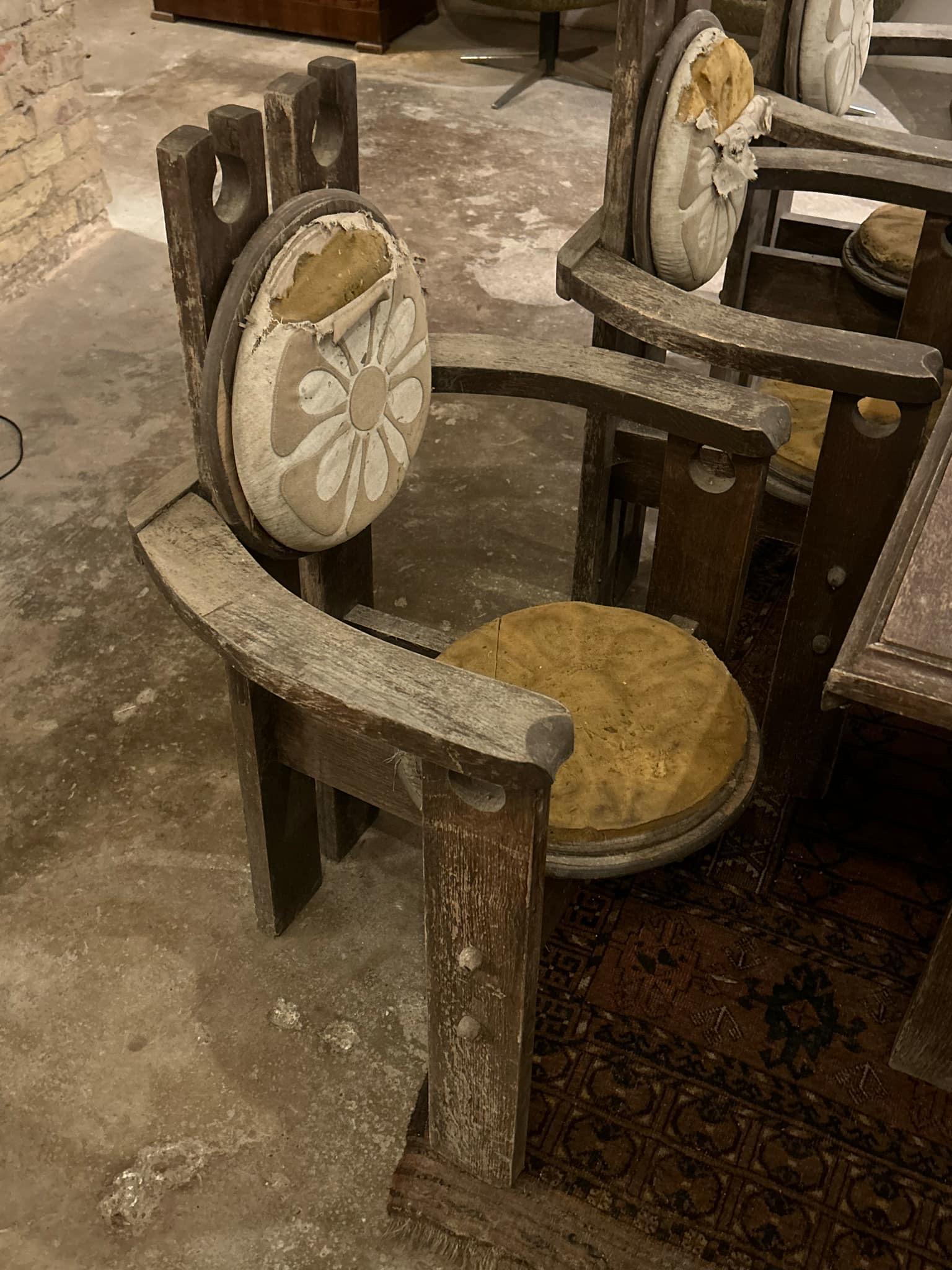 Late 20th Century Brutalist Dining Room Set, Unique Set from the 1970s For Sale