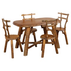 Brutalist Dining Set with Table and Four Chairs, 1960s