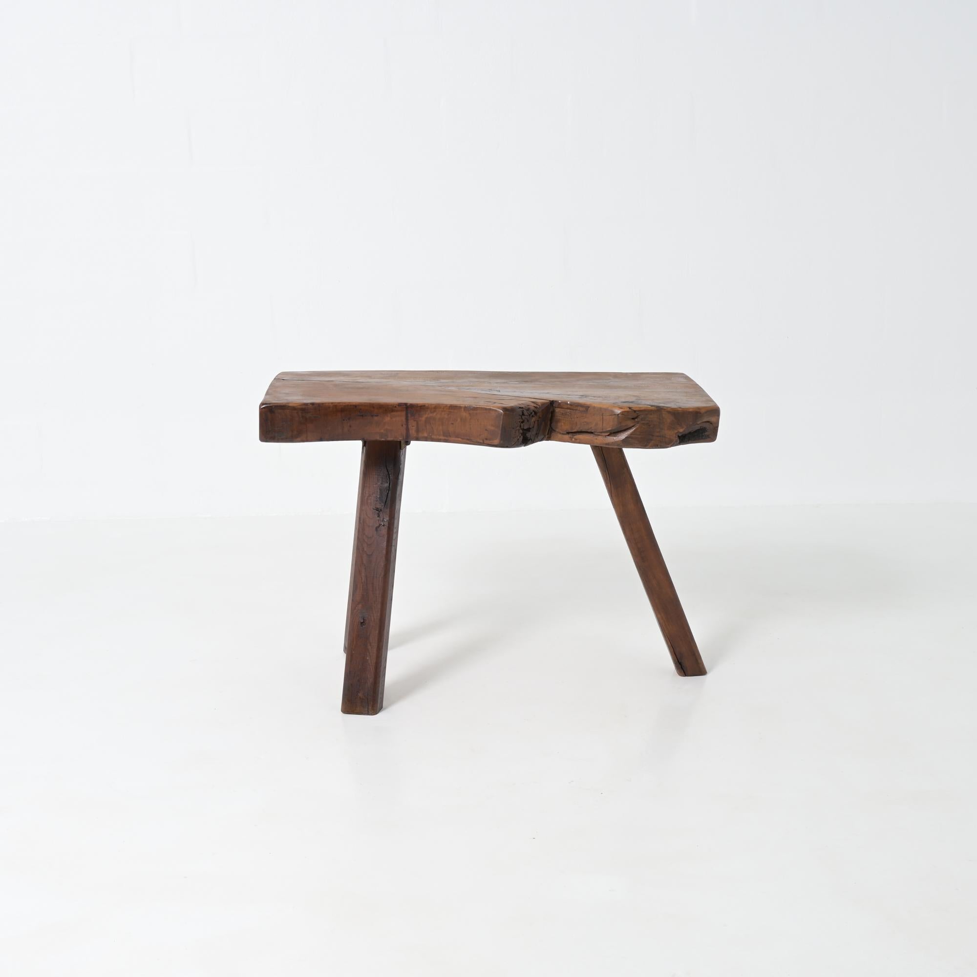 Oak Brutalist Dining Table by Mobichalet For Sale