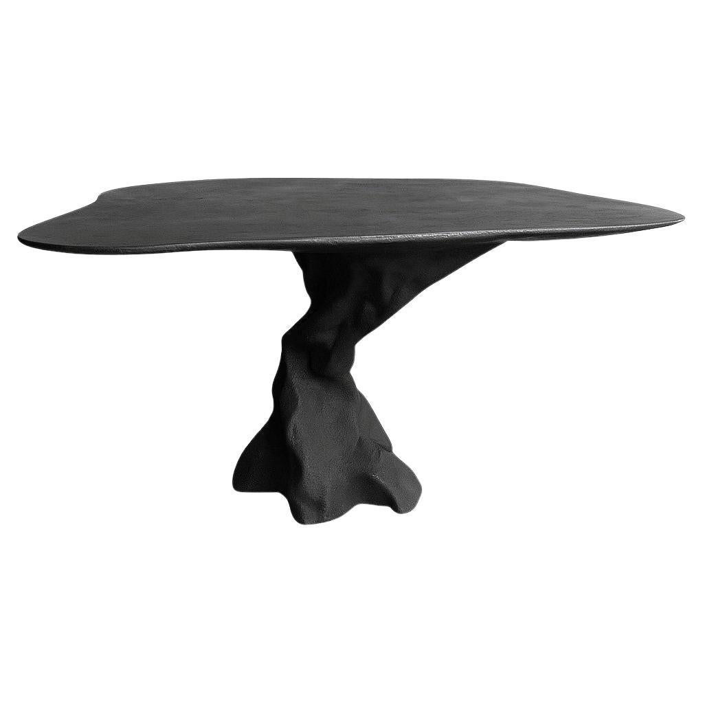 Brutalist Dining Table In Charred Graphite for Indoor or Covered Outdoor Spaces For Sale