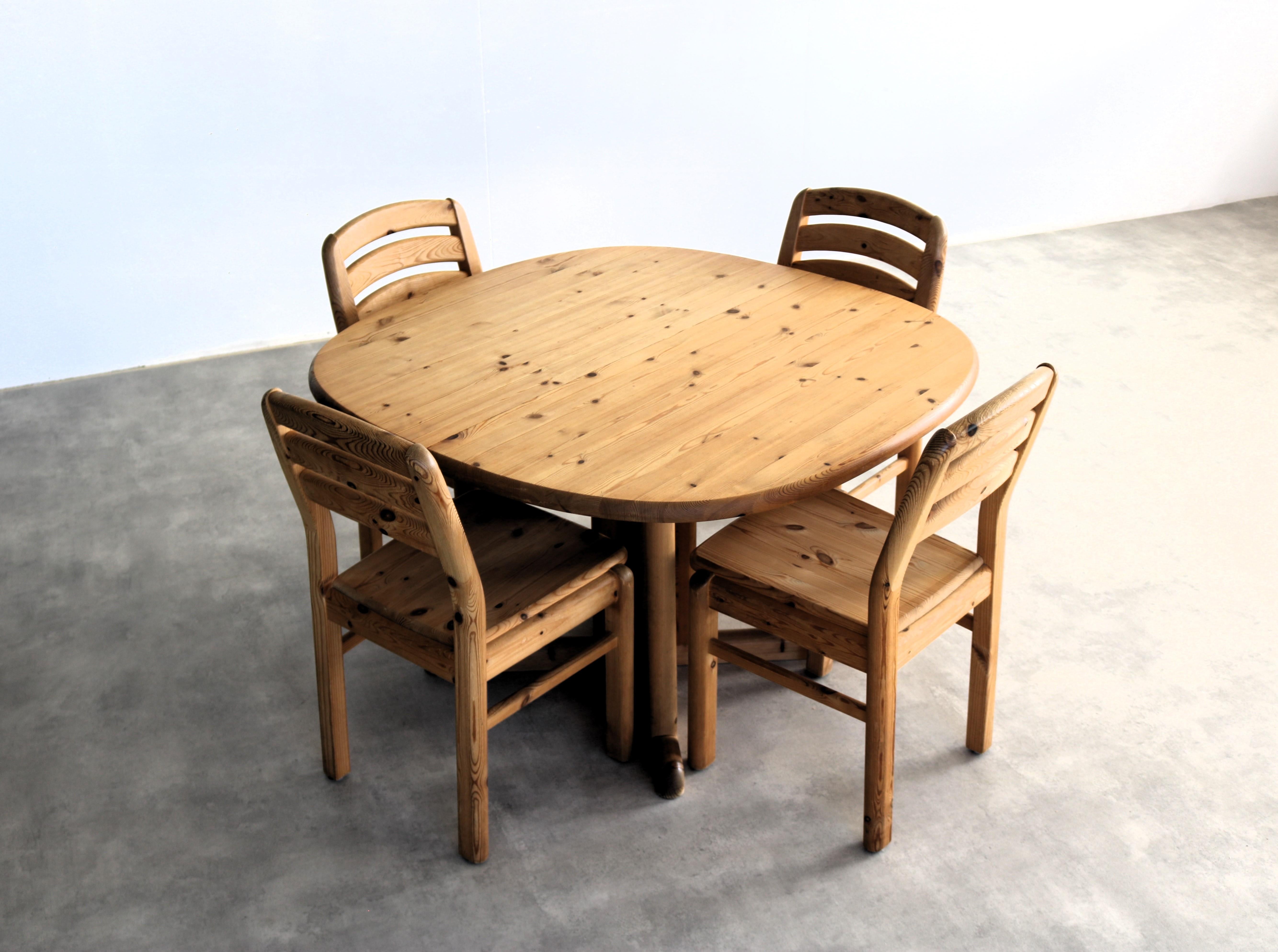 Swedish  brutalist dining table  pine table  extendable  70s  