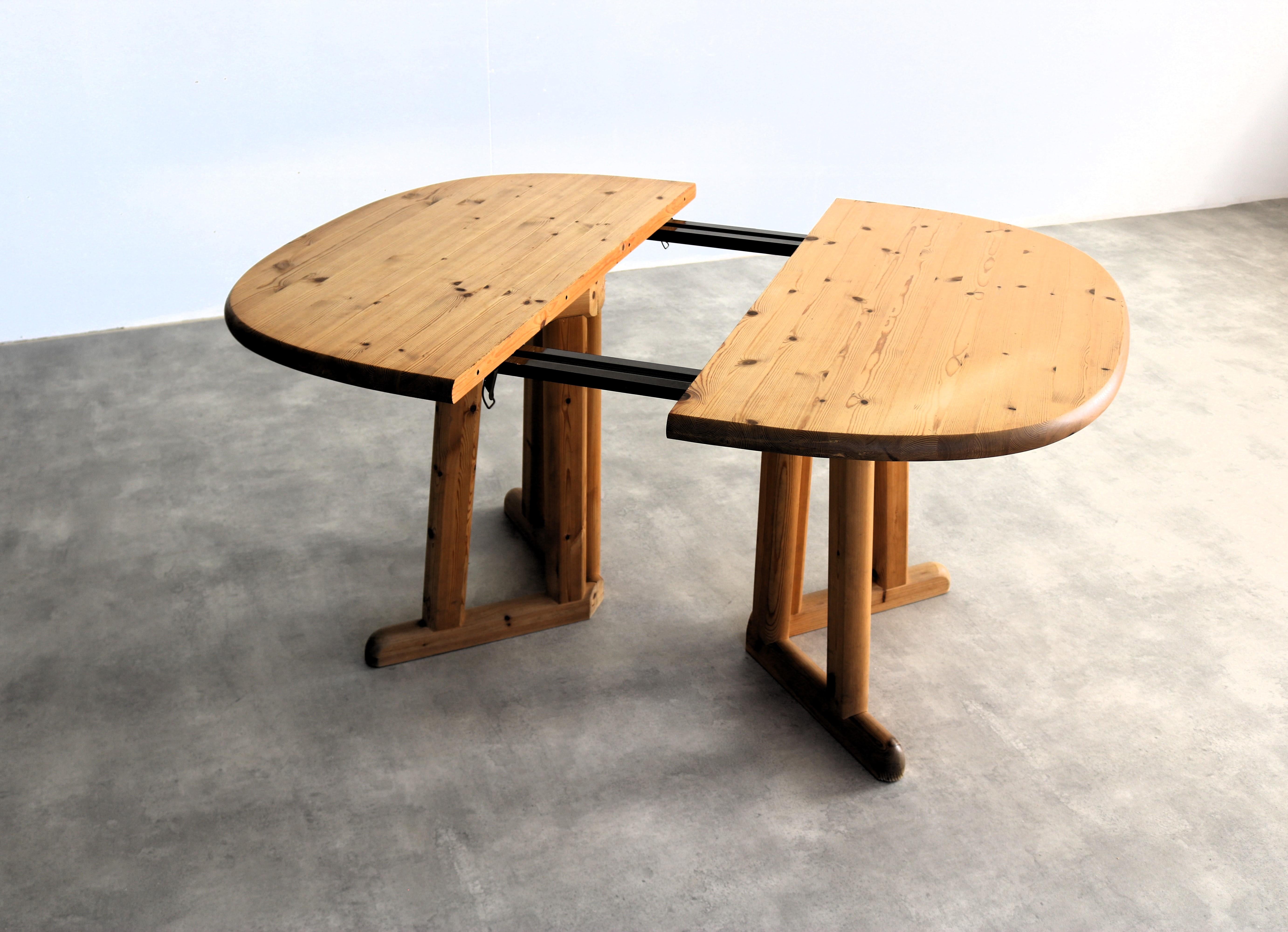  brutalist dining table  pine table  extendable  70s   2